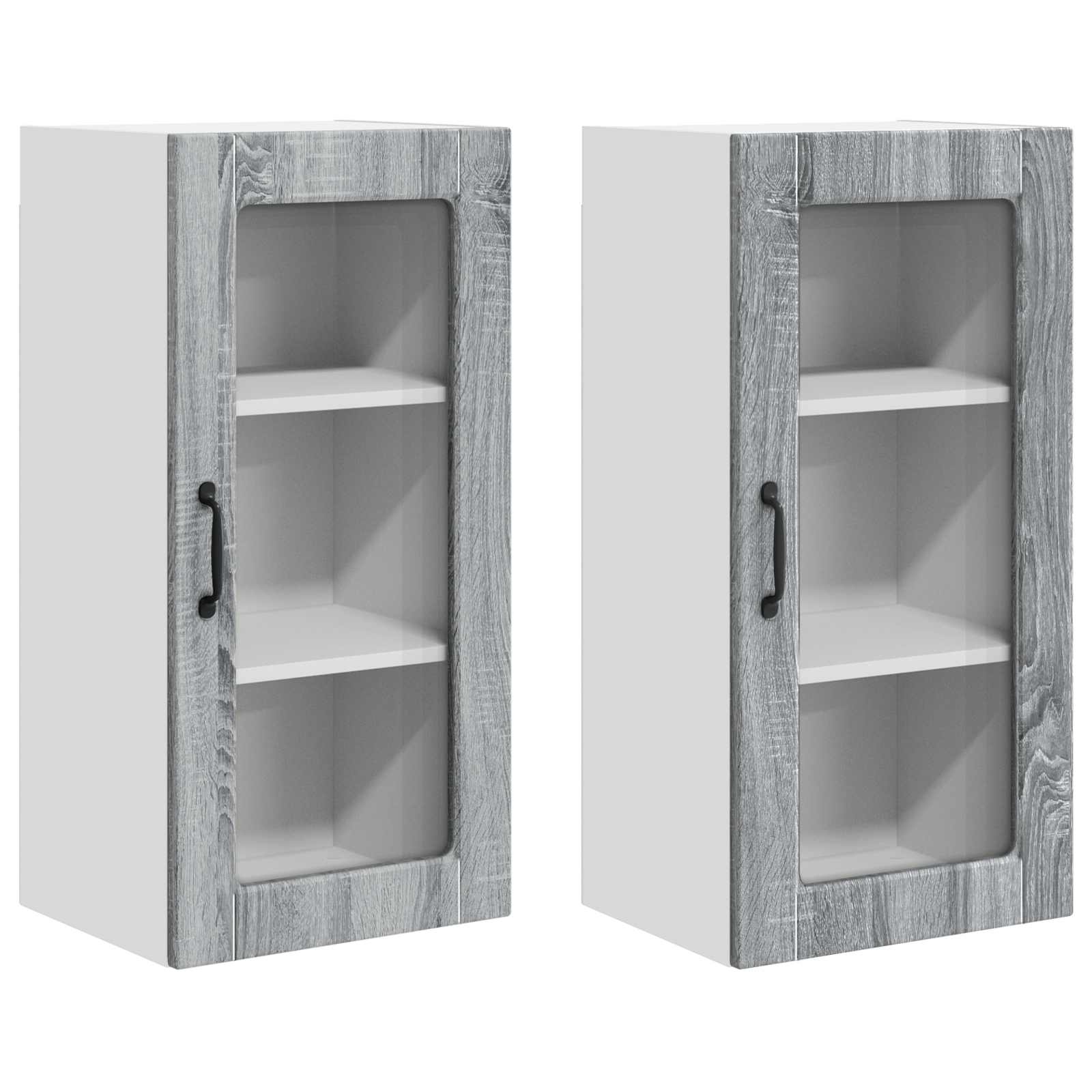 Zidni stakleni ormarić Lucca 2 pcs Siva sonoma 40 x 31 x 80 cm