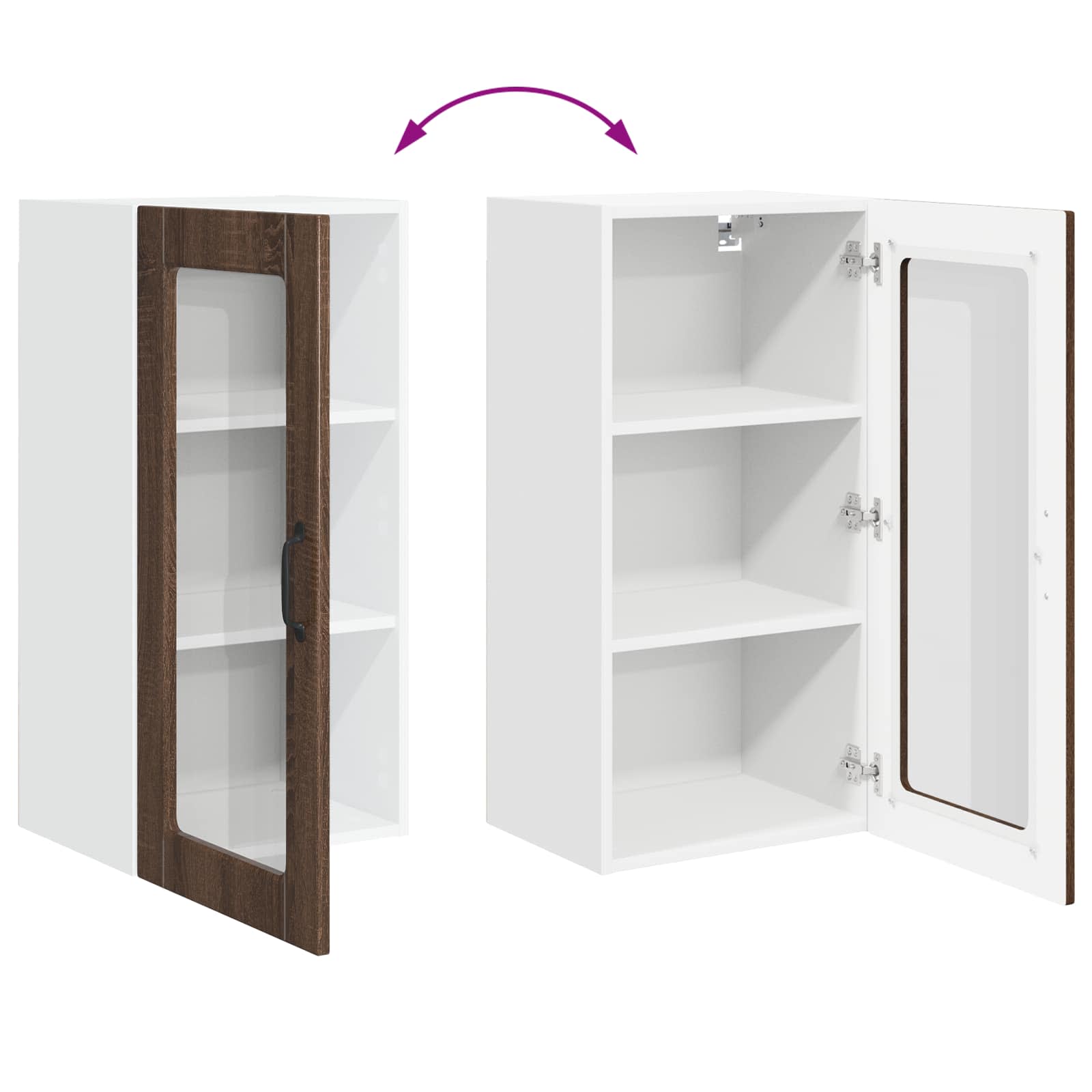 Zidni stakleni ormarić Lucca 2 pcs Smeđi hrast 40 x 31 x 80 cm