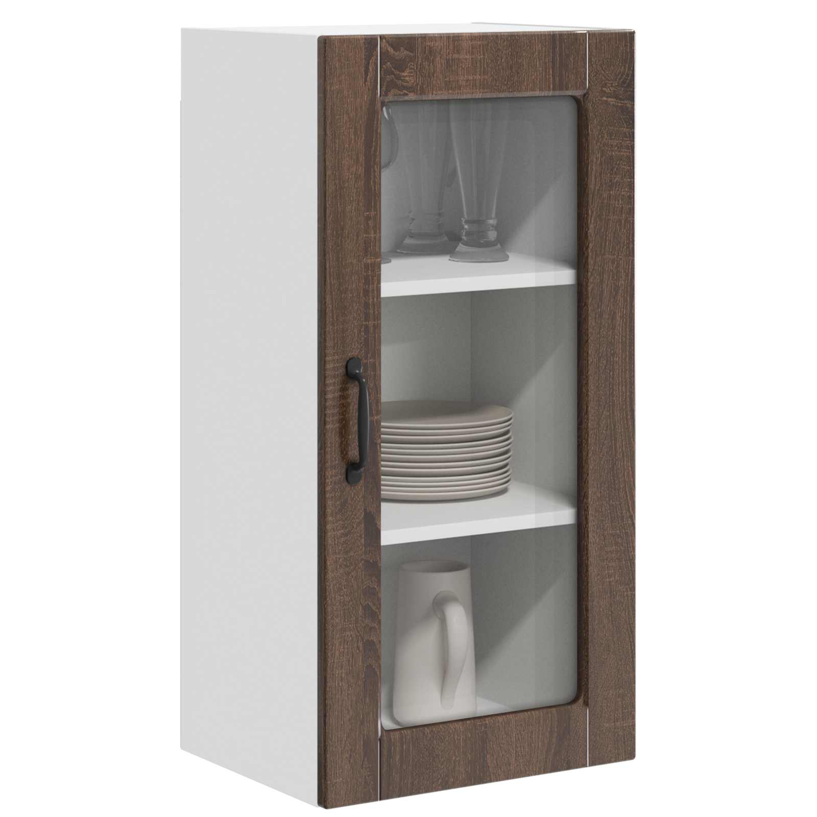 Zidni stakleni ormarić Lucca 2 pcs Smeđi hrast 40 x 31 x 80 cm