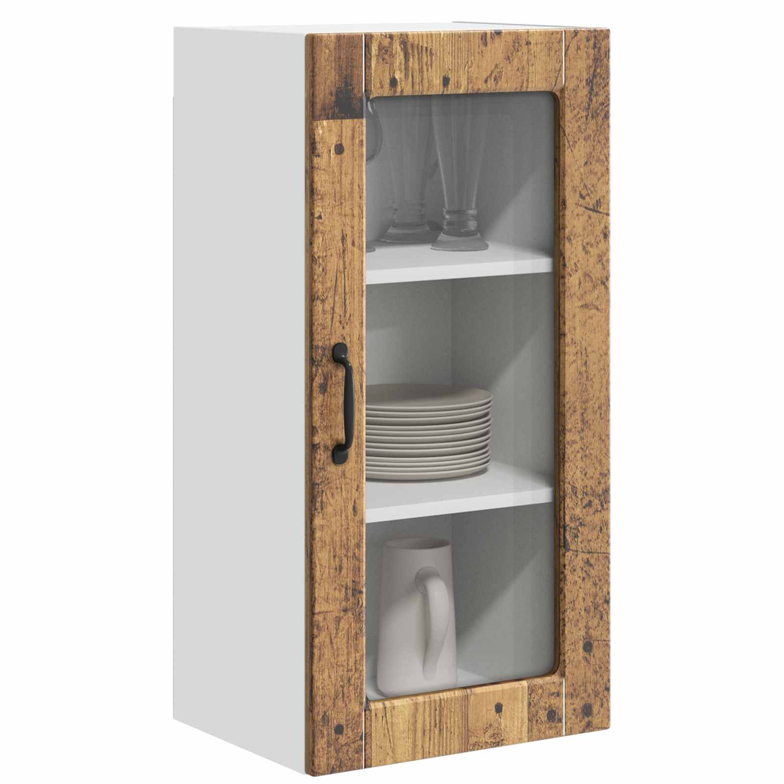Zidni stakleni ormarić Lucca 2 pcs Staro drvo 40 x 31 x 80 cm