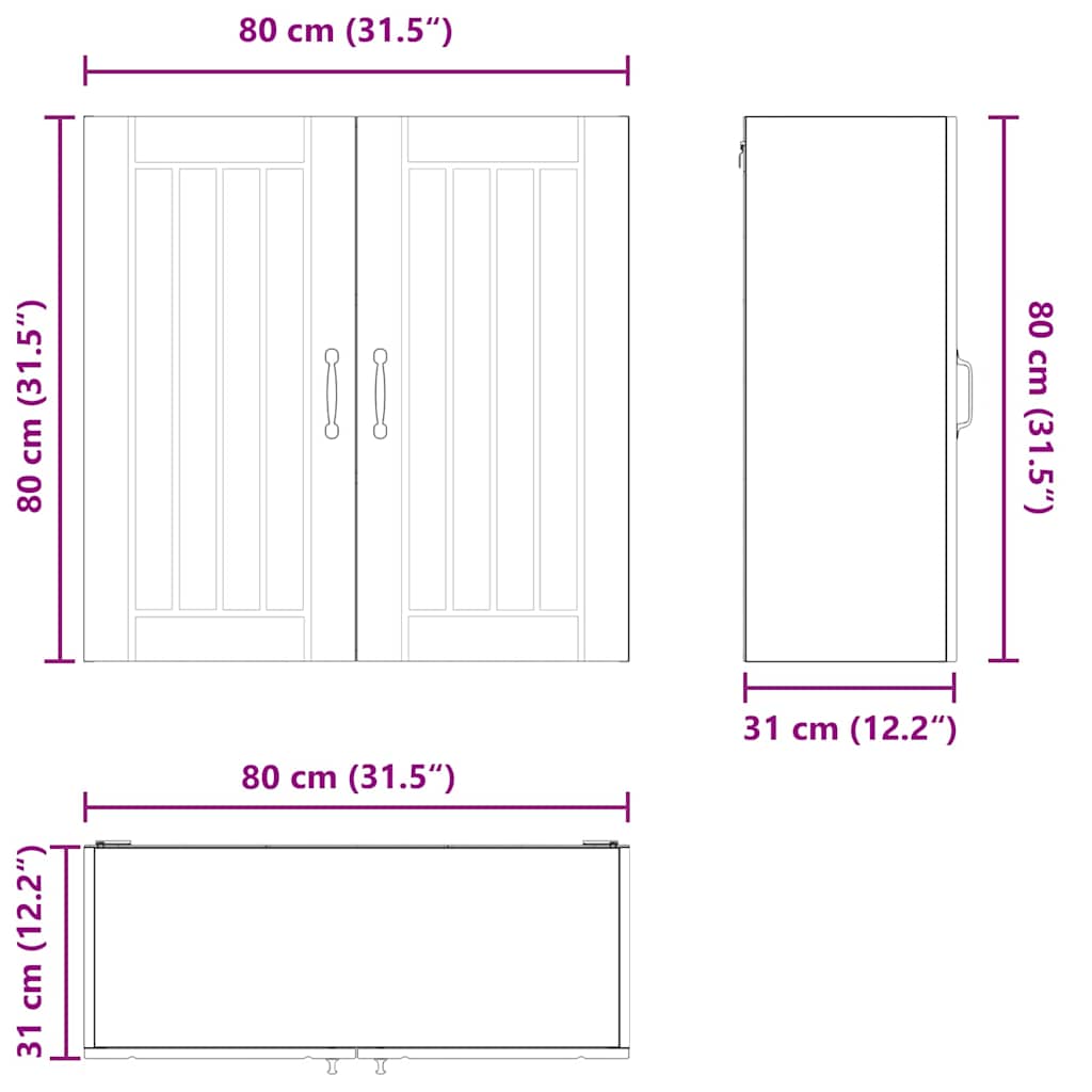 Ormar za Zid Lucca Dimljeni hrast 80 x 31 x 80 cm