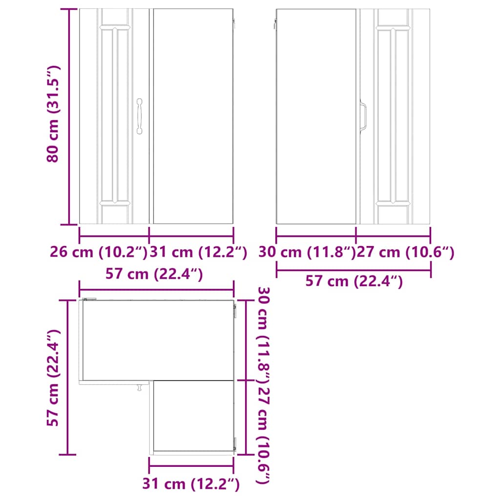 Zidni kutni ormar Lucca Hrast sonoma 57 x 57 x 80 cm