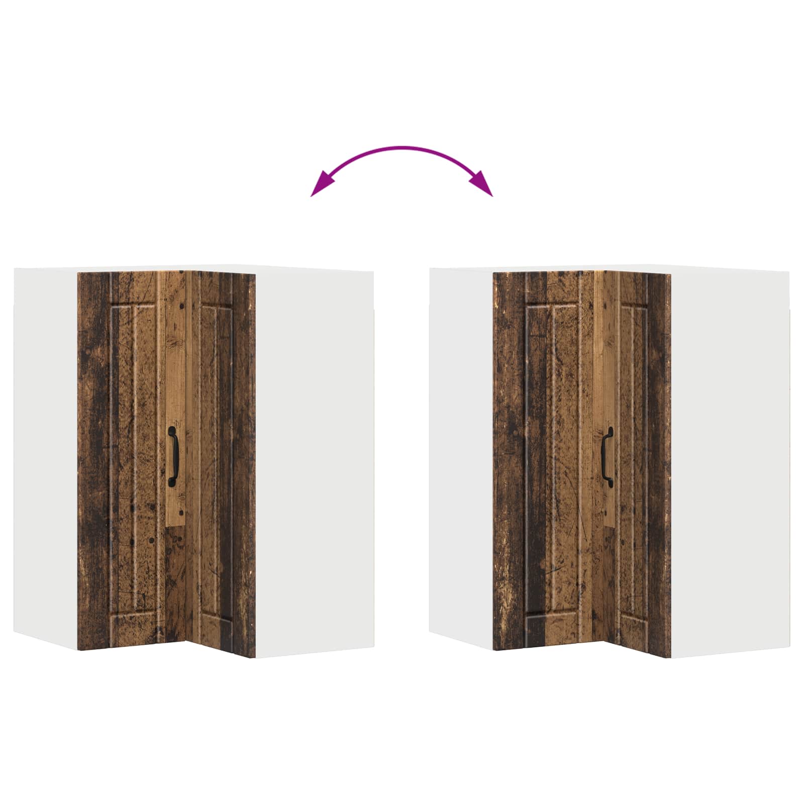 Zidni kutni ormar Lucca Staro drvo 57 x 57 x 80 cm