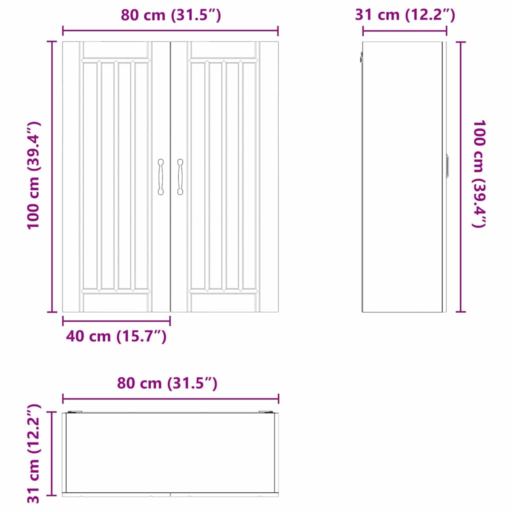 Ormar za Zid Lucca Betonska siva 80 x 31 x 100 cm