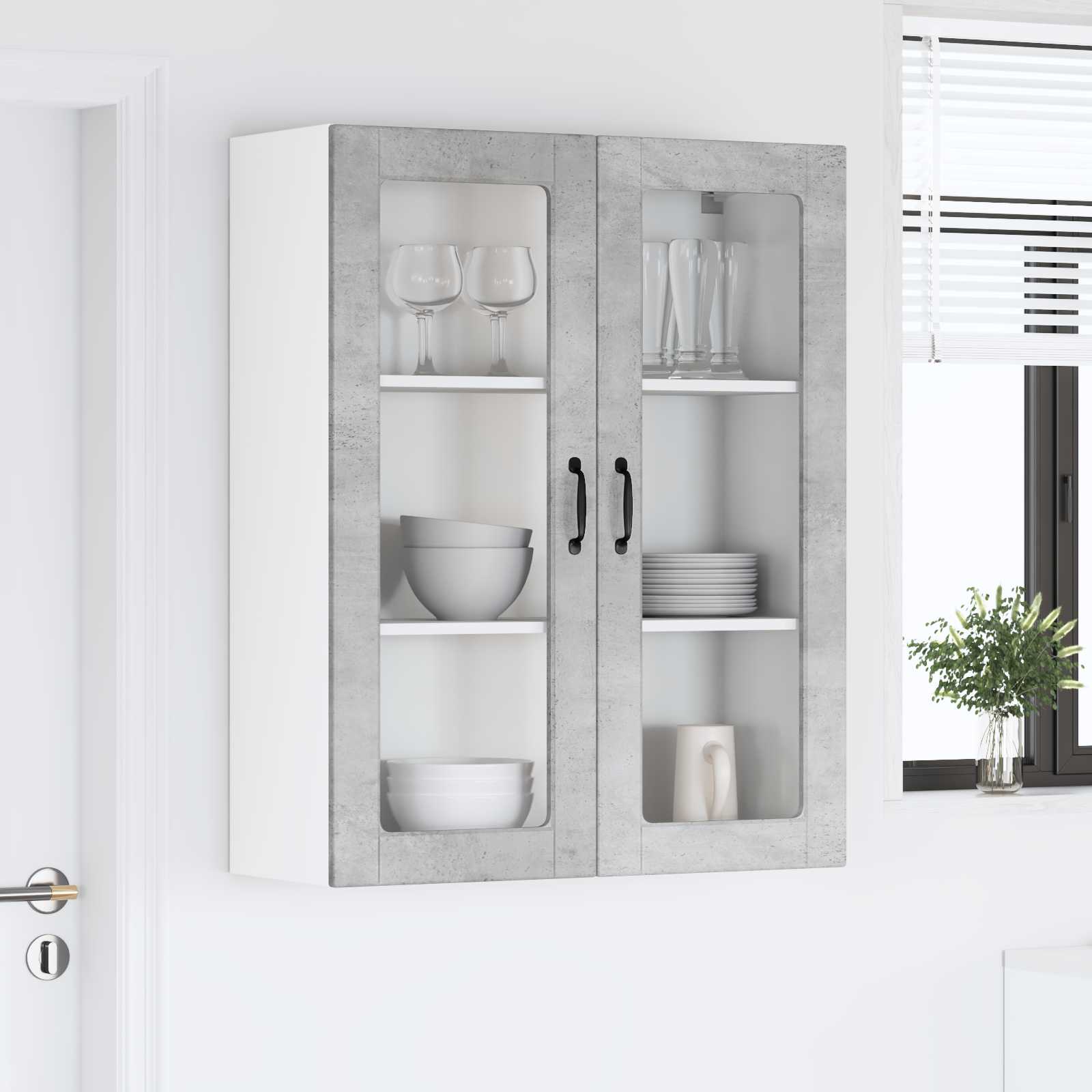 Zidni stakleni ormarić Lucca Betonska siva 80 x 31 x 100 cm