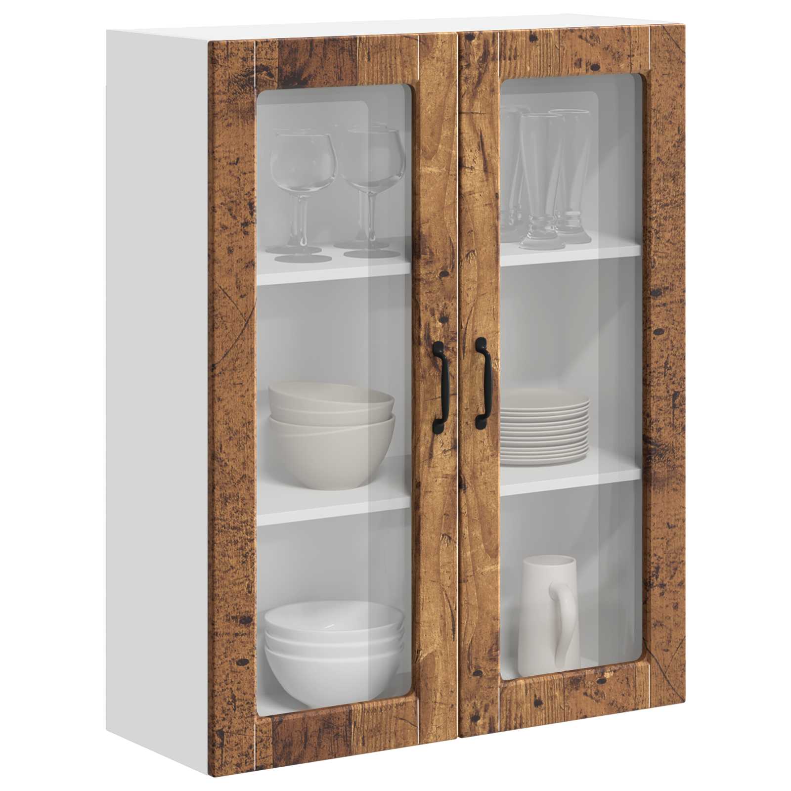 Zidni stakleni ormarić Lucca Staro drvo 80 x 31 x 100 cm