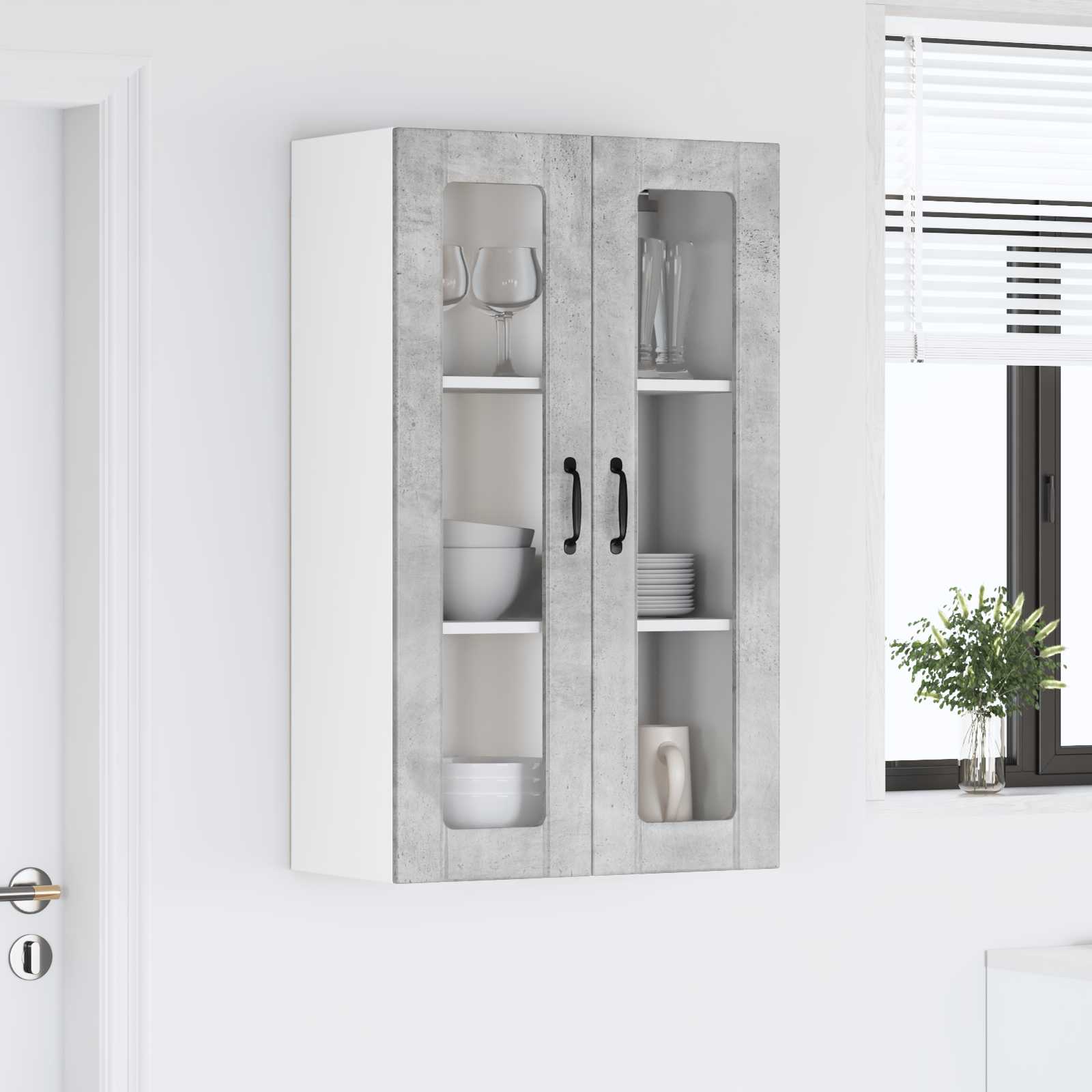 Zidni stakleni ormarić Lucca Betonska siva 60 x 31 x 100 cm