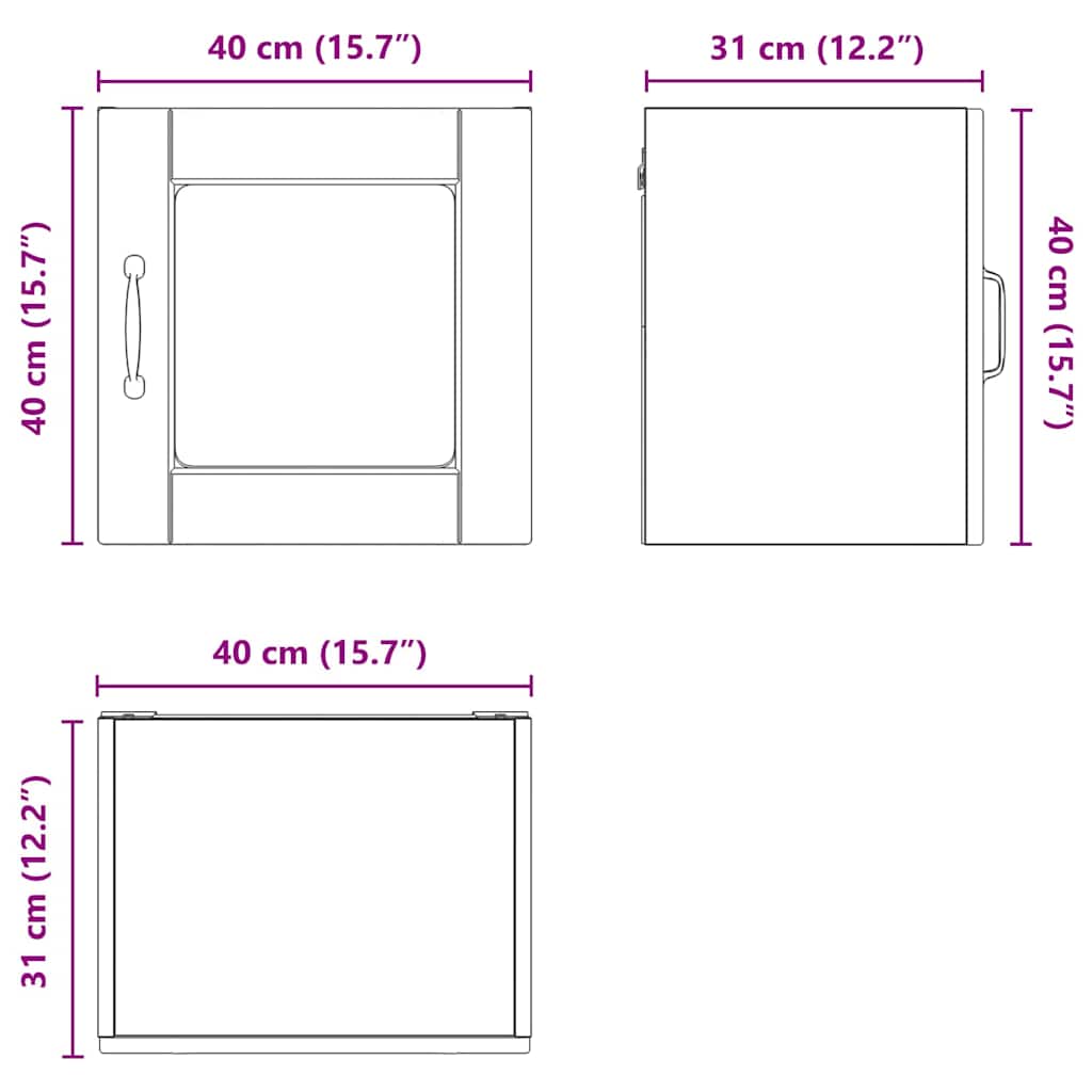 Zidni stakleni ormarić 2 pcs Sonoma hrast 40 x 31 x 40 cm