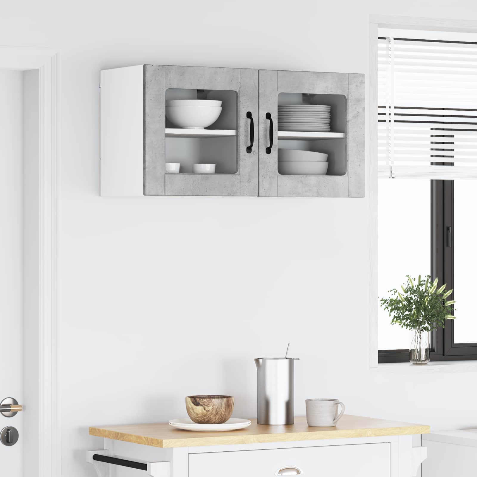Zidni stakleni ormarić 2 pcs Betonski sivi 40 x 31 x 40 cm