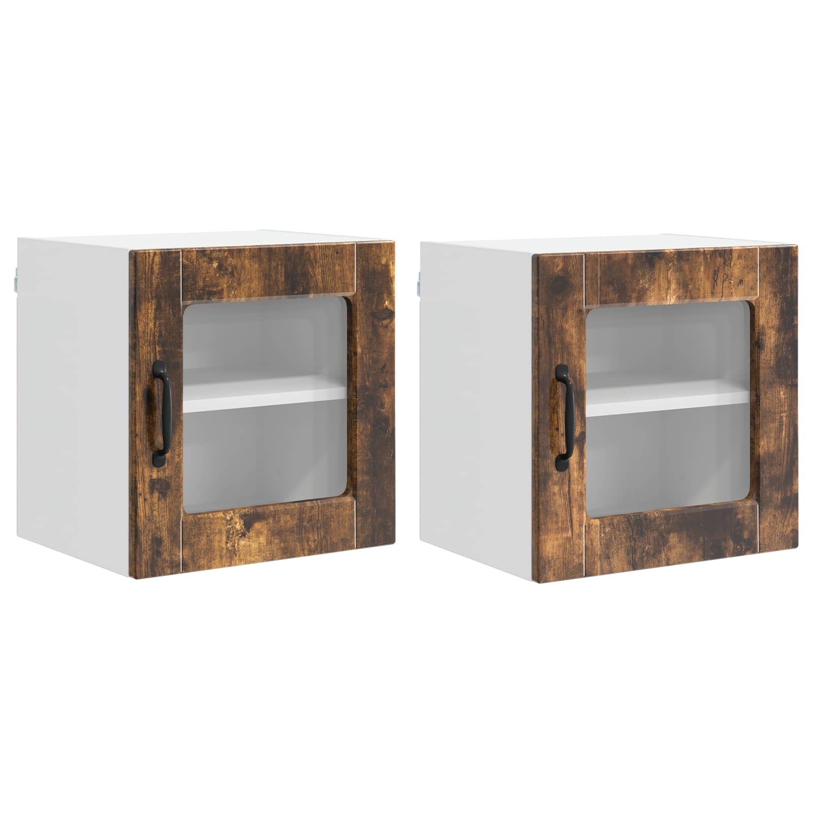 Zidni stakleni ormarić 2 pcs Dimljeni hrast 40 x 31 x 40 cm