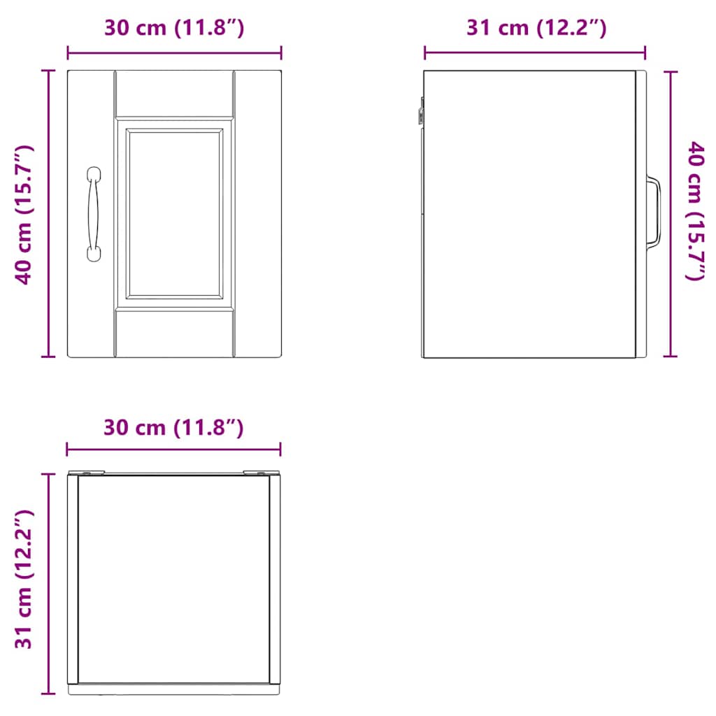 Ormar za Zid 2 pcs Visoki sjaj bijela 30 x 31 x 40 cm