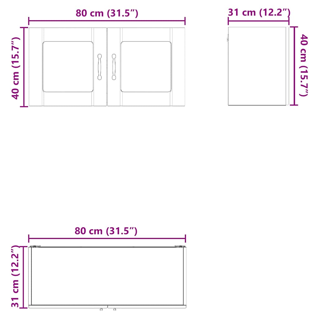 Zidni stakleni ormarić Bijelo 80 x 31 x 40 cm Konstruirano drvo