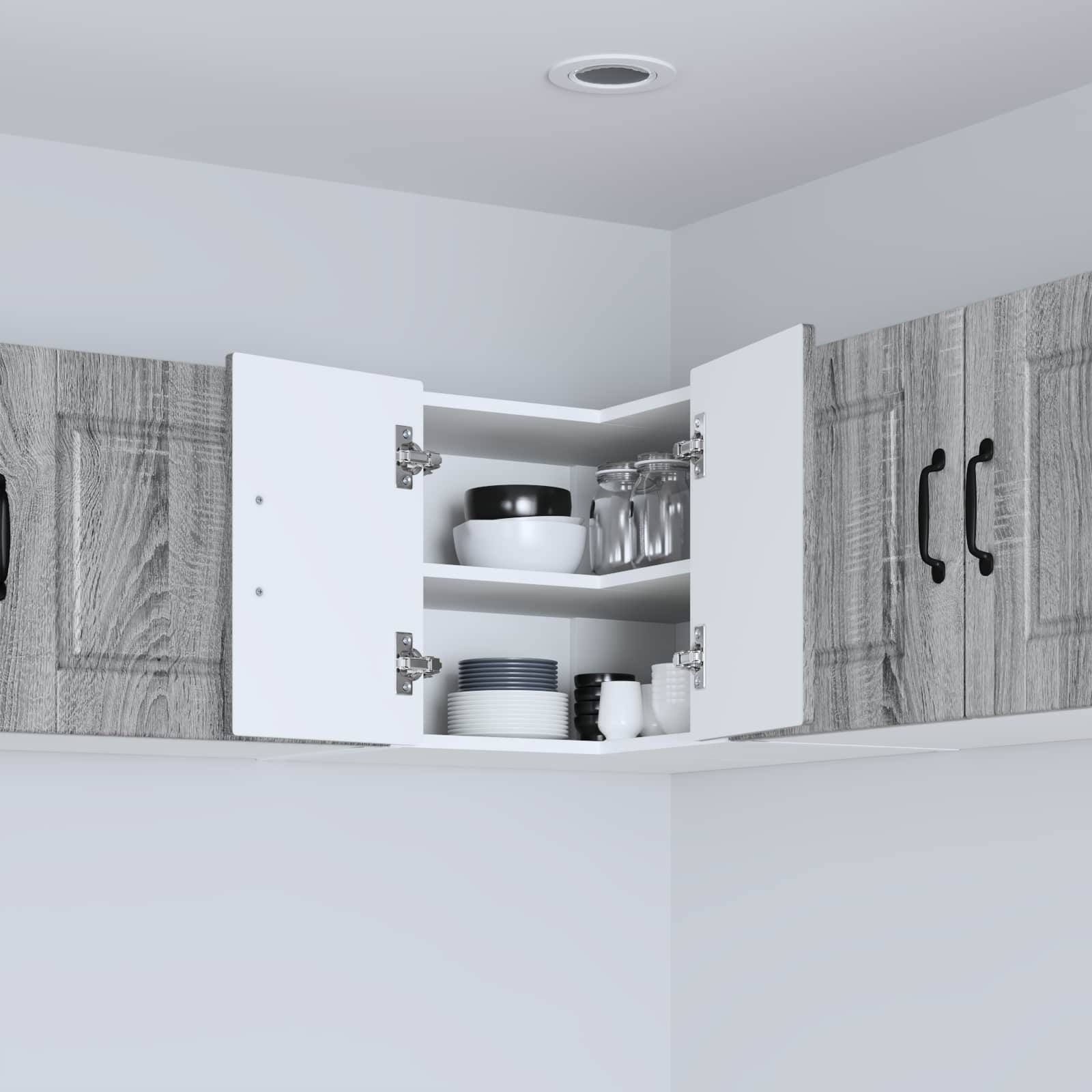 Zidni kutni ormar Siva Sonoma 57 x 57 x 40 cm Konstruirano drvo