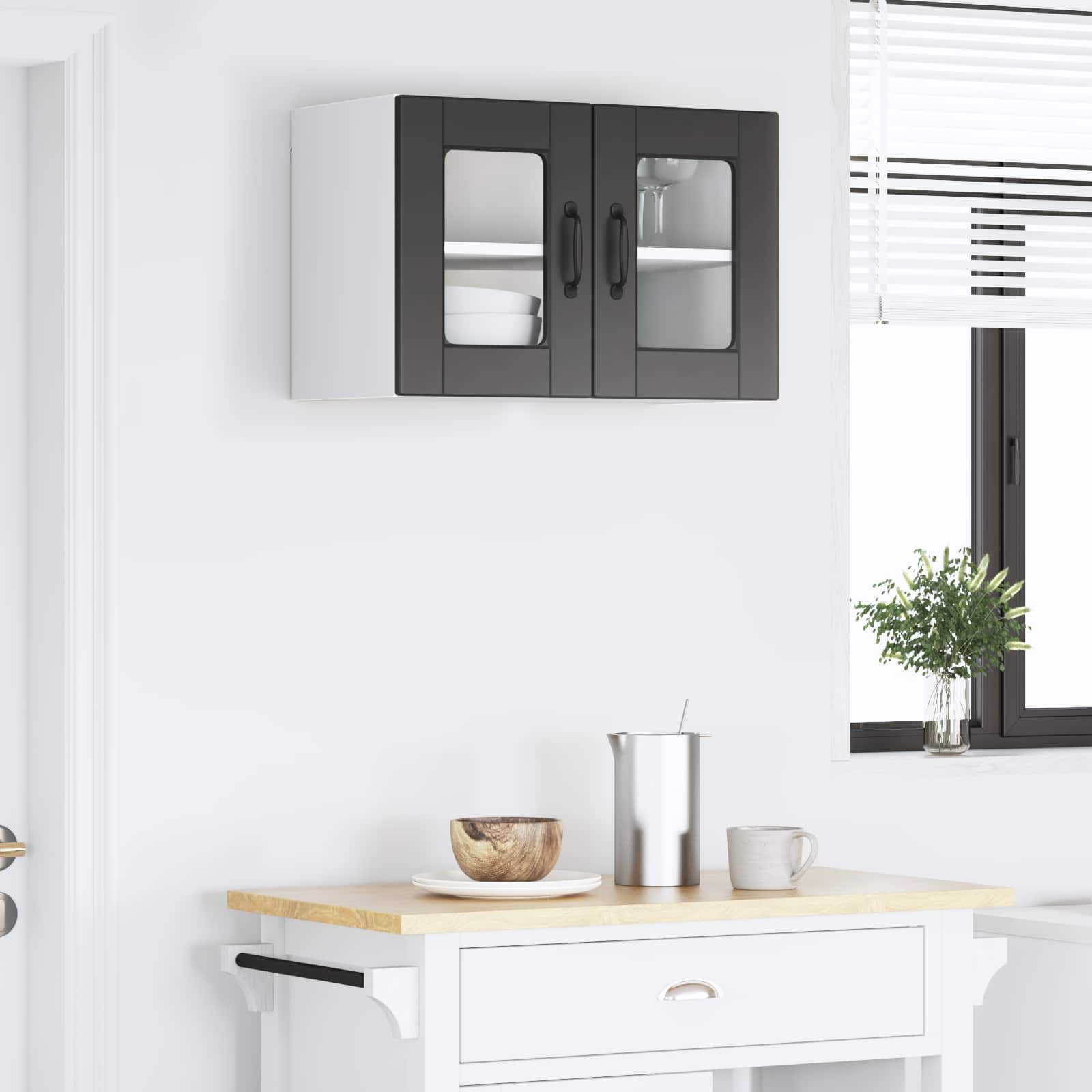 Zidni stakleni ormarić Crna 60 x 31 x 40 cm Konstruirano drvo