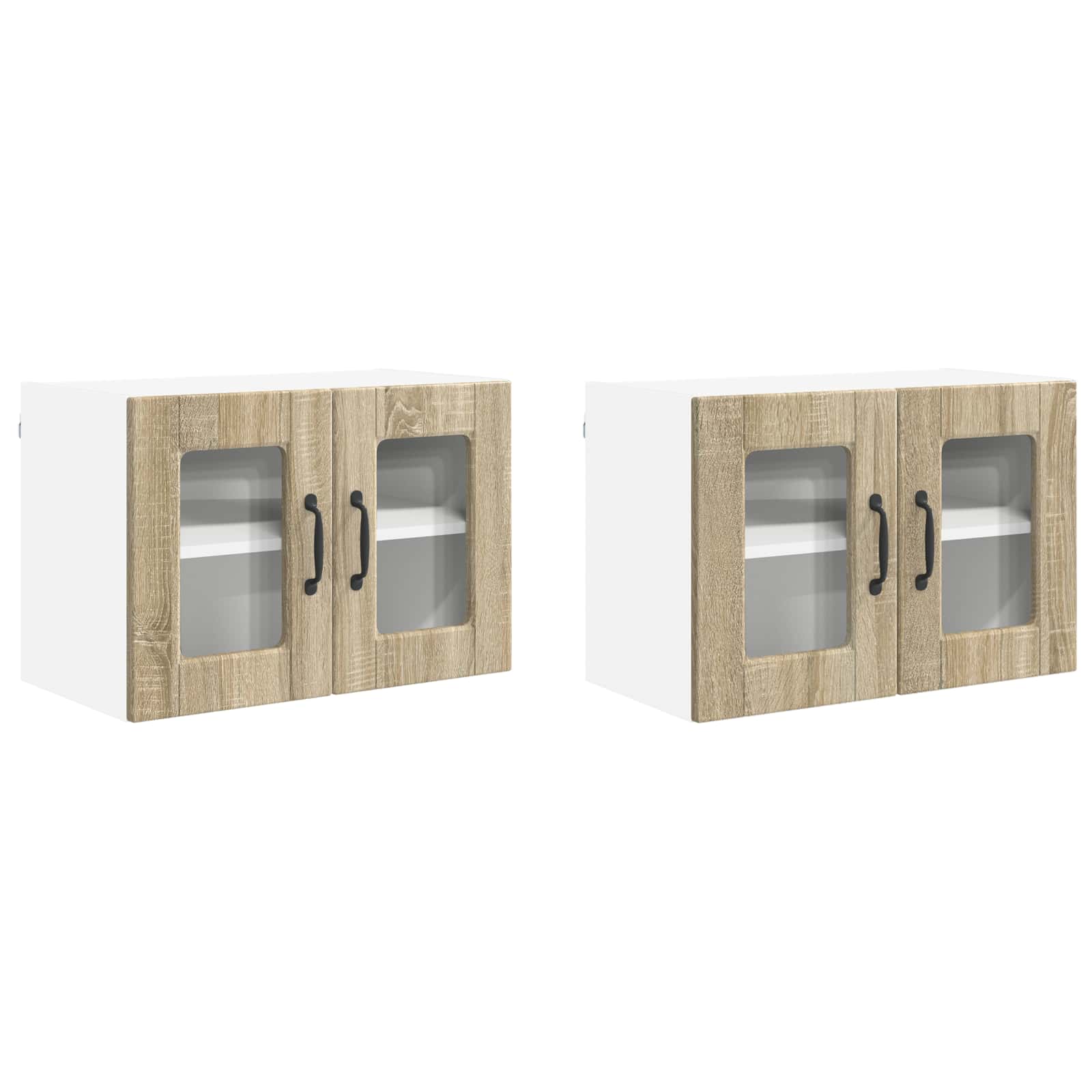Zidni stakleni ormarić 2 pcs Sonoma hrast 60 x 31 x 40 cm