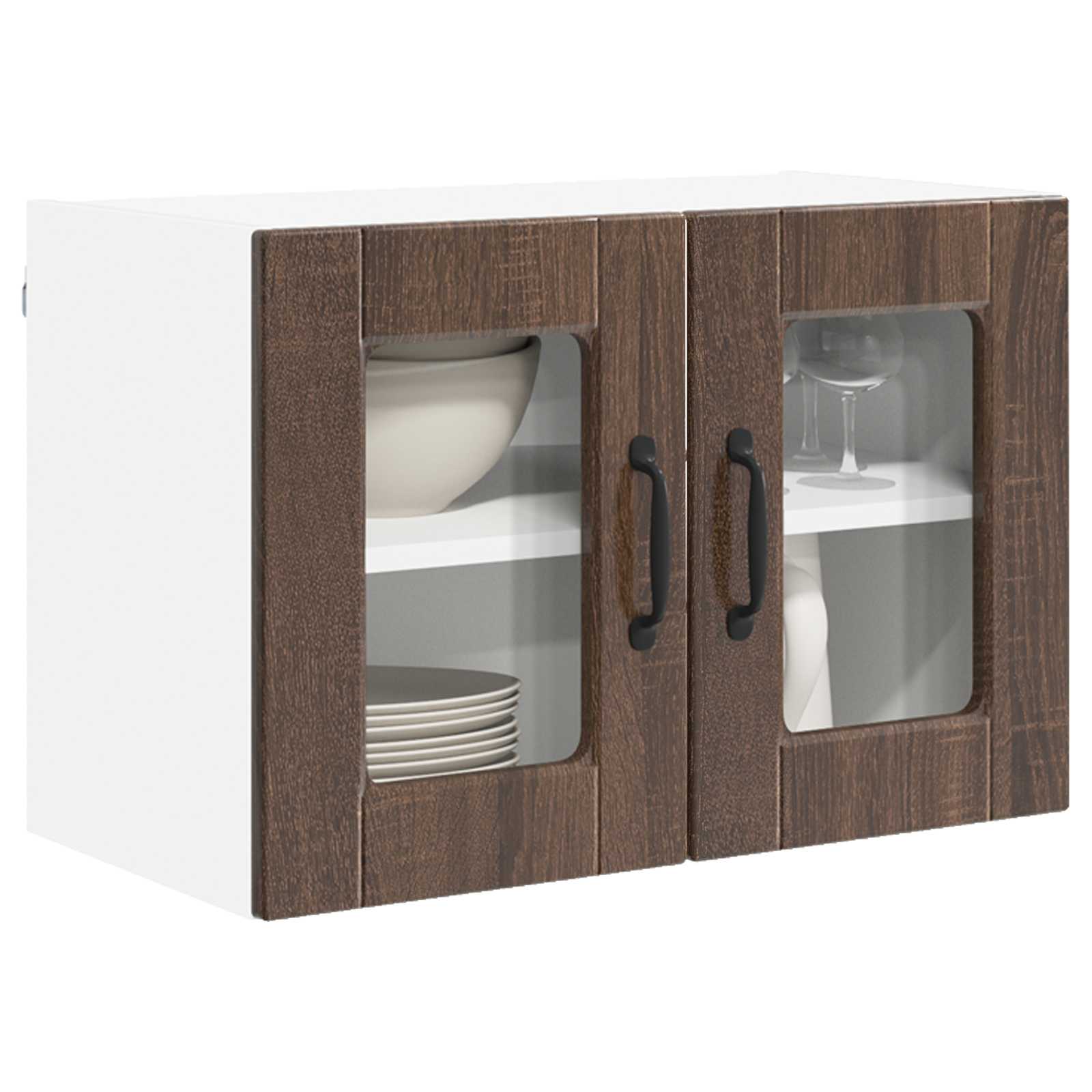 Zidni stakleni ormarić 2 pcs Smeđi hrast 60 x 31 x 40 cm