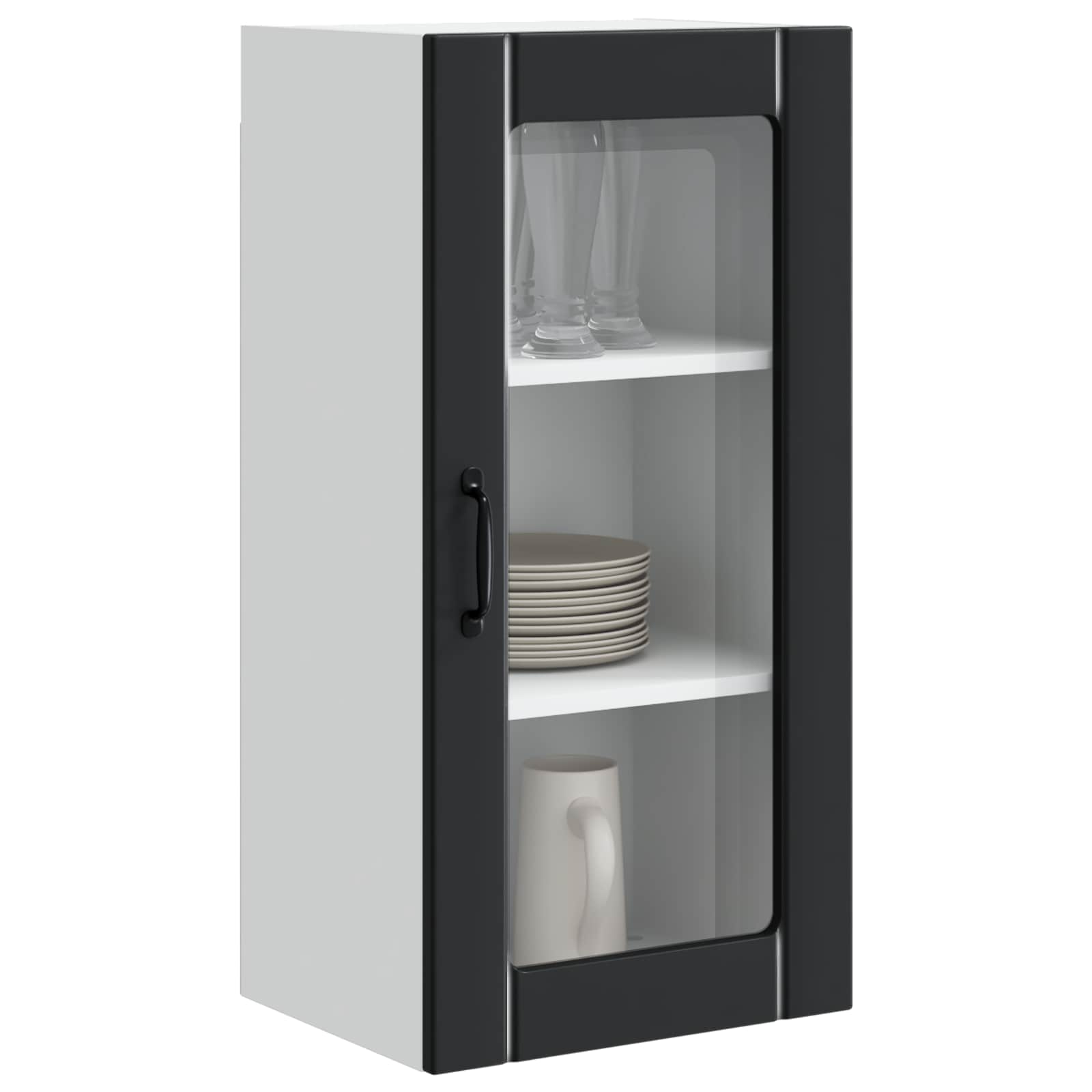 Zidni stakleni ormarić Crna 40 x 31 x 80 cm Konstruirano drvo