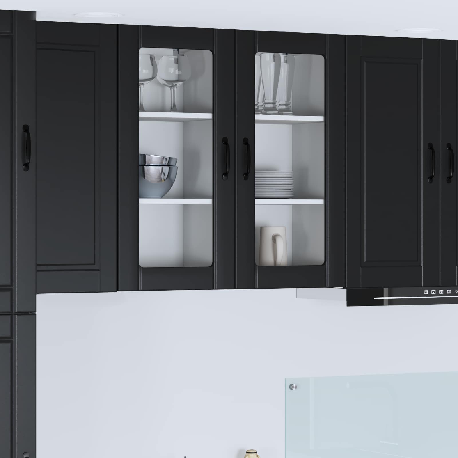 Zidni stakleni ormar 2 pcs Crna 40 x 31 x 80 cm