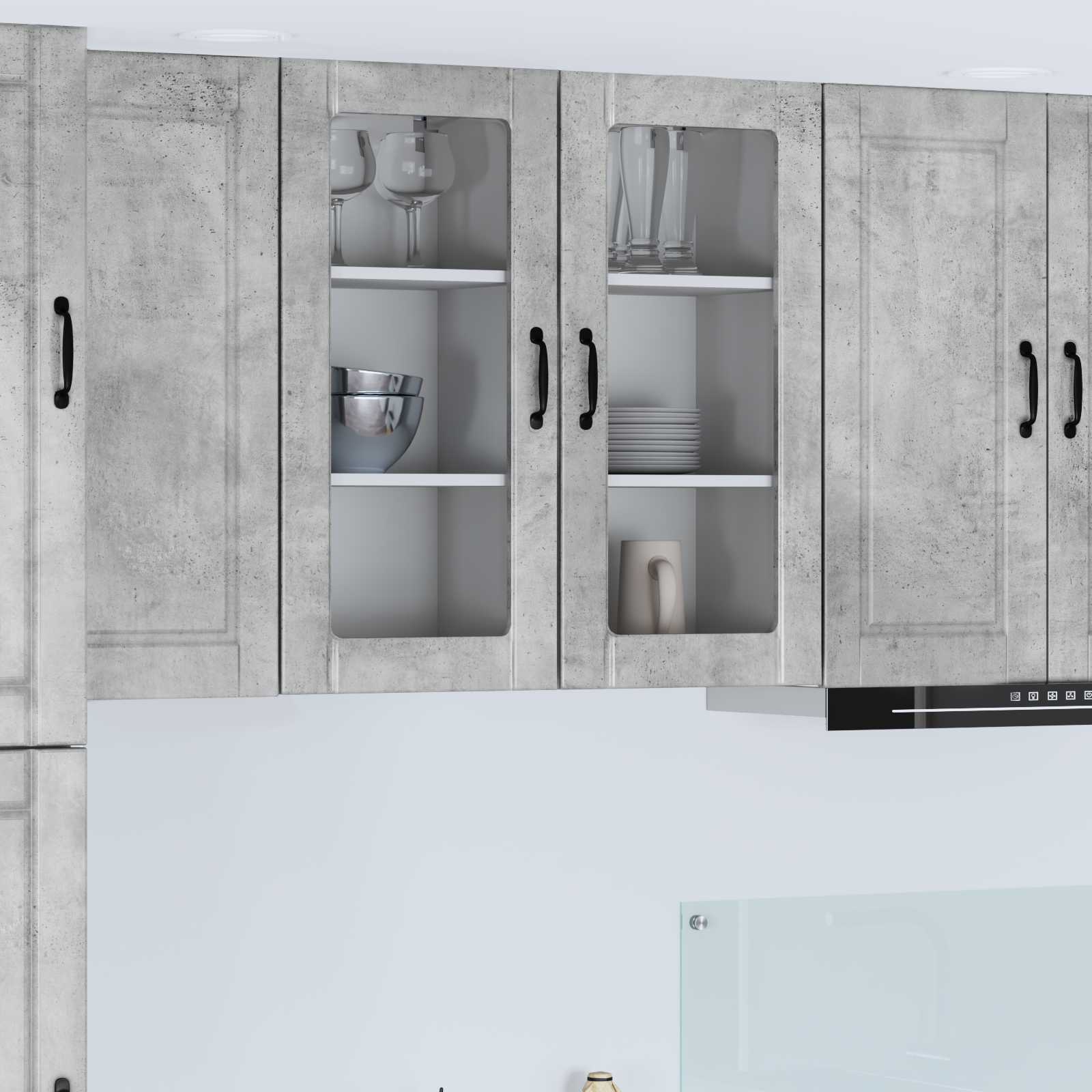 Zidni stakleni ormarić 2 pcs Betonski sivi 40 x 31 x 80 cm