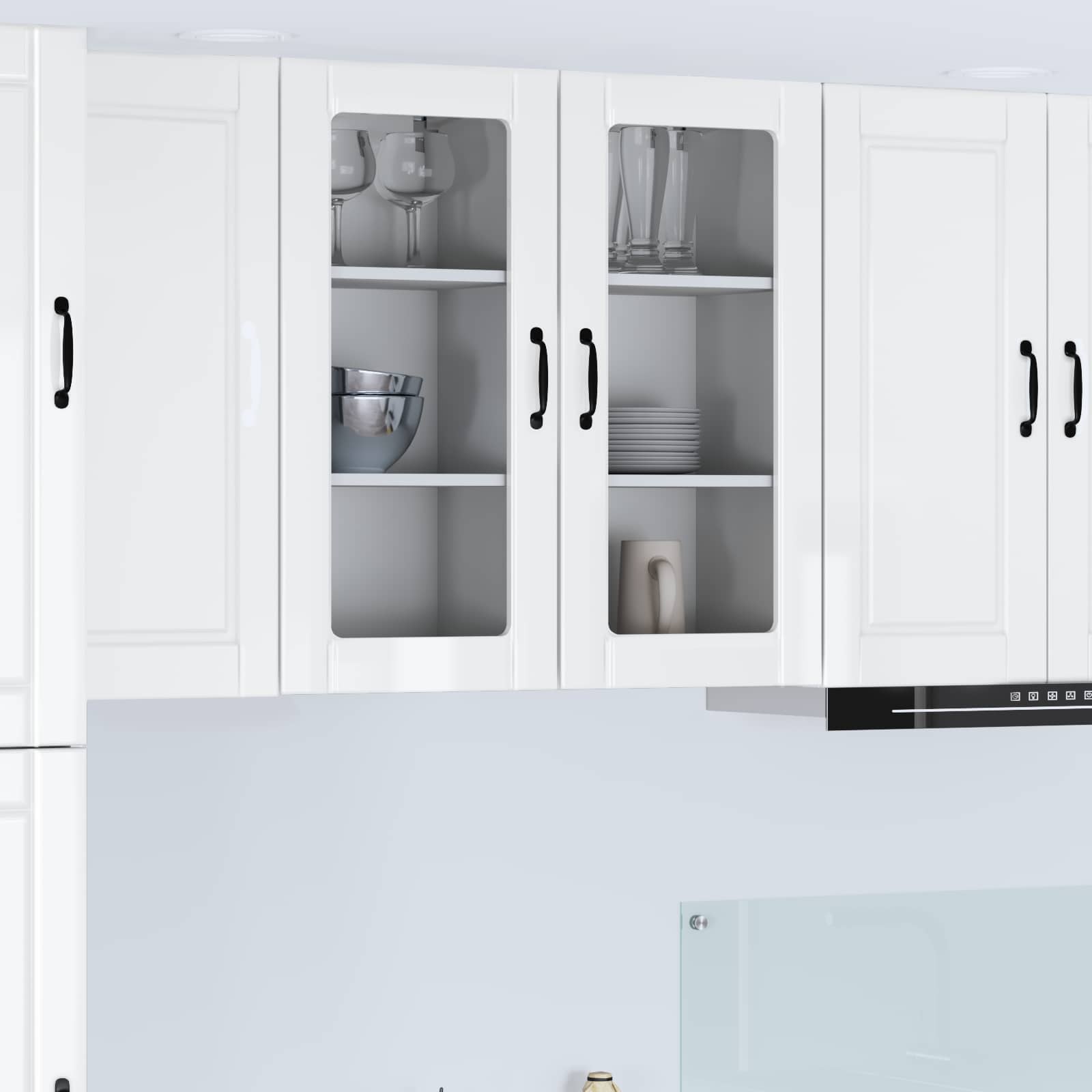 Zidni stakleni ormarić 2 pcs Visoki sjaj bijela 40 x 31 x 80 cm