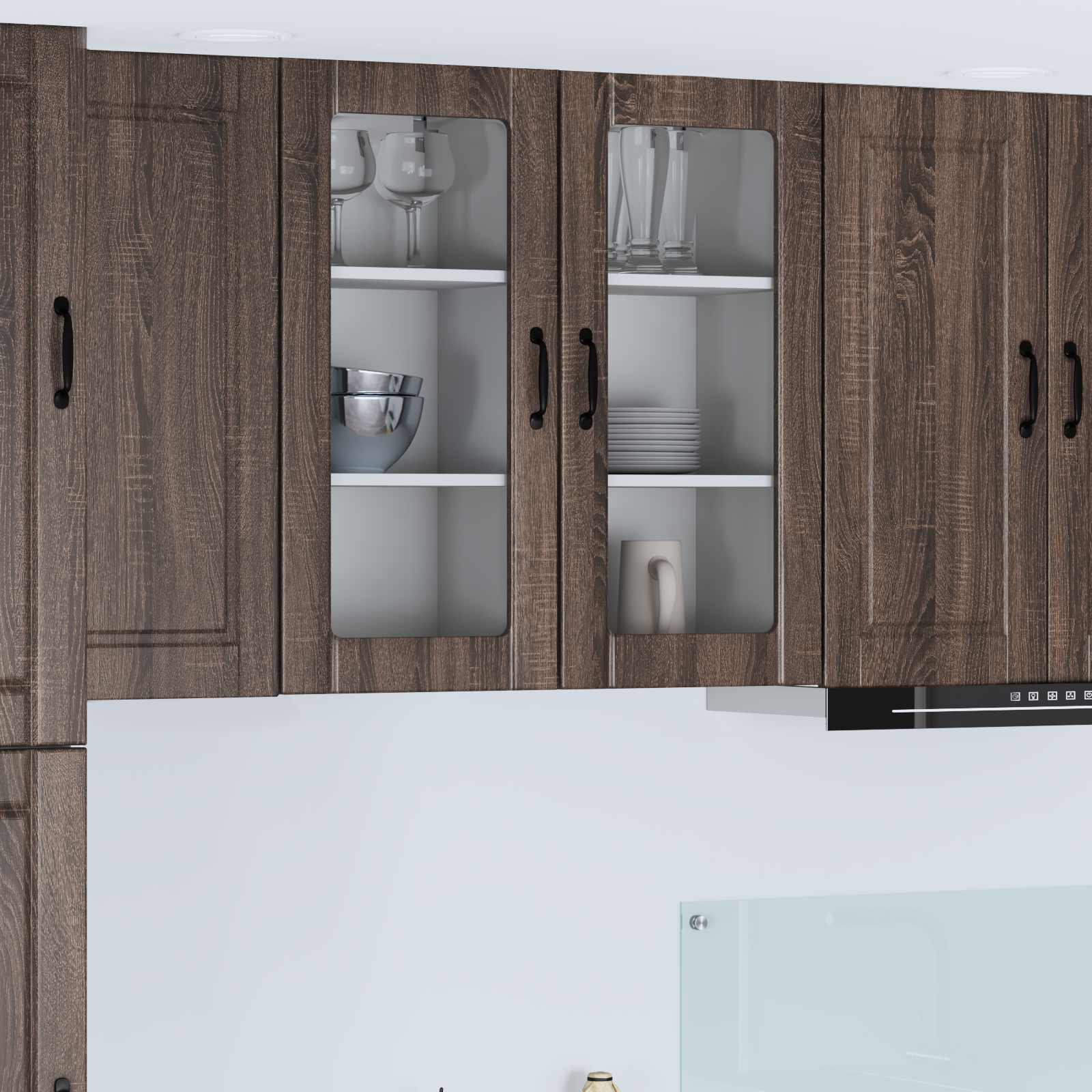 Zidni stakleni ormarić 2 pcs Smeđi hrast 40 x 31 x 80 cm