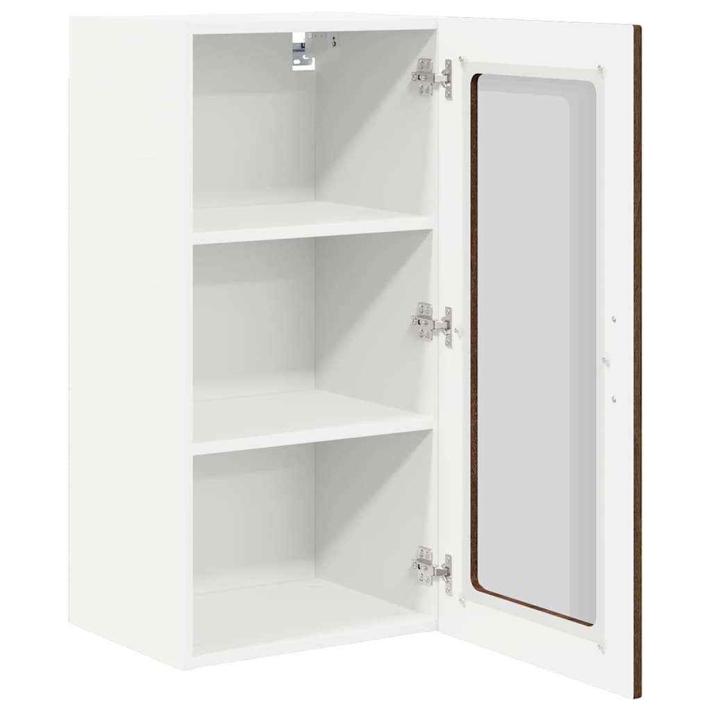 Zidni stakleni ormarić 2 pcs Smeđi hrast 40 x 31 x 80 cm