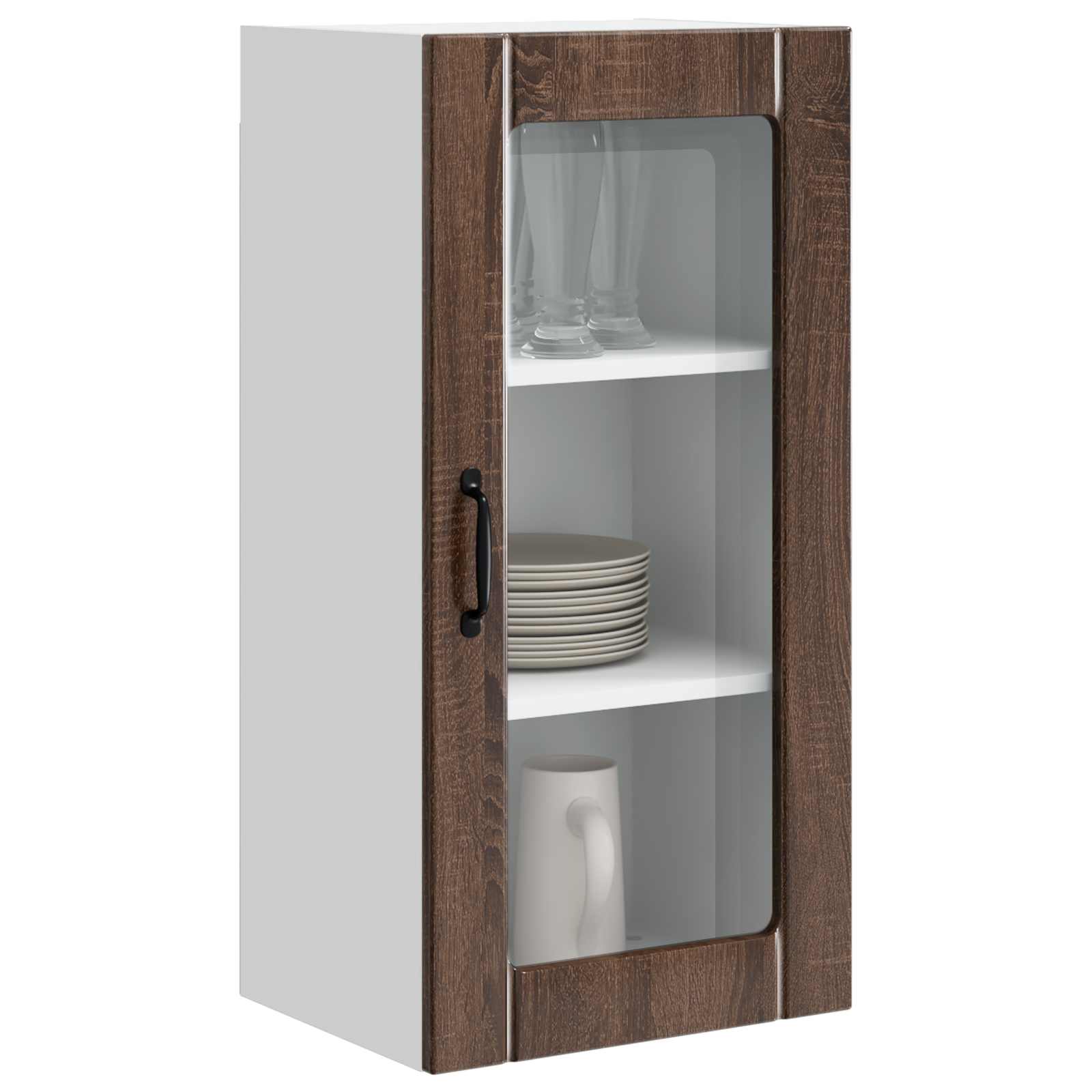 Zidni stakleni ormarić 2 pcs Smeđi hrast 40 x 31 x 80 cm