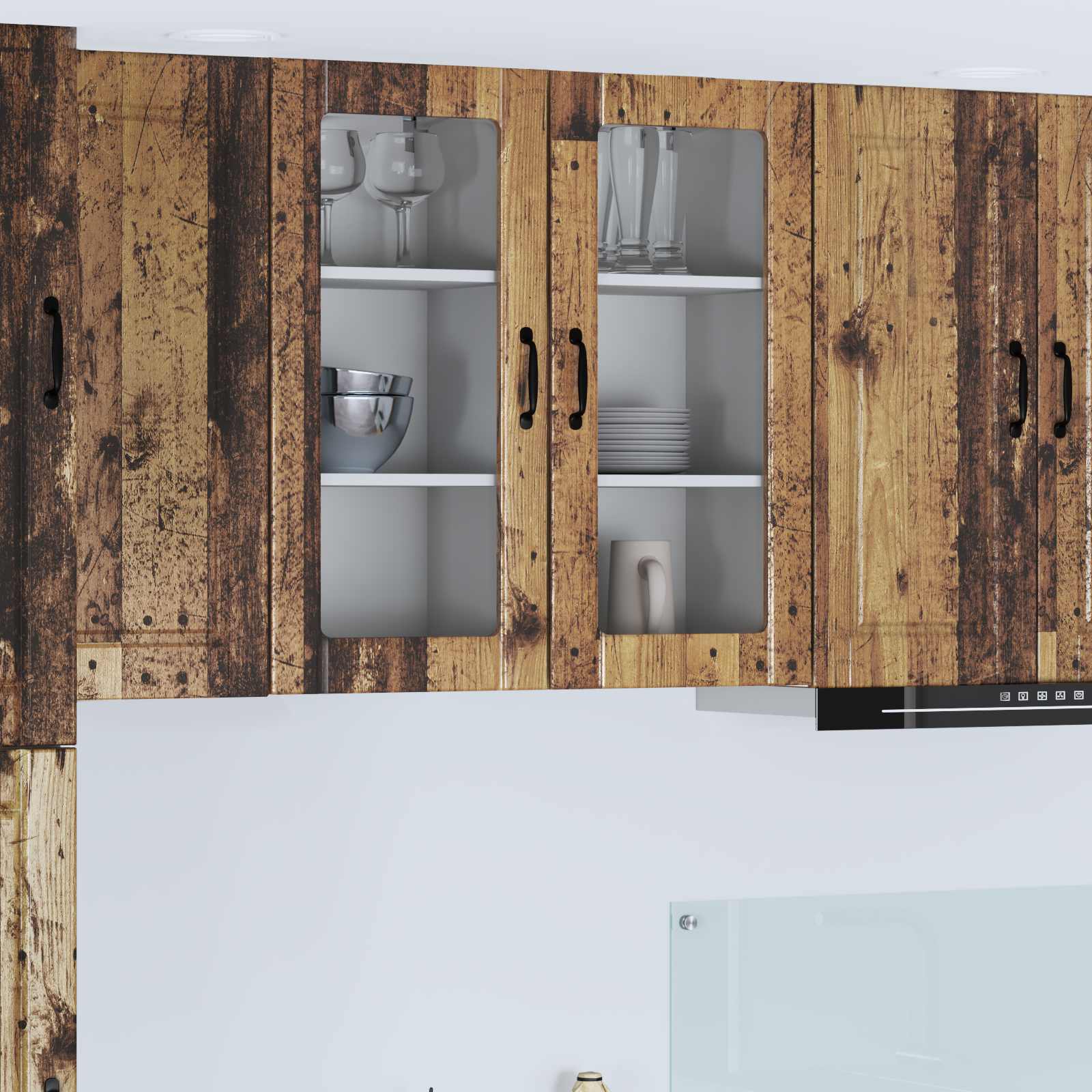 Zidni stakleni ormarić 2 pcs Staro drvo 40 x 31 x 80 cm