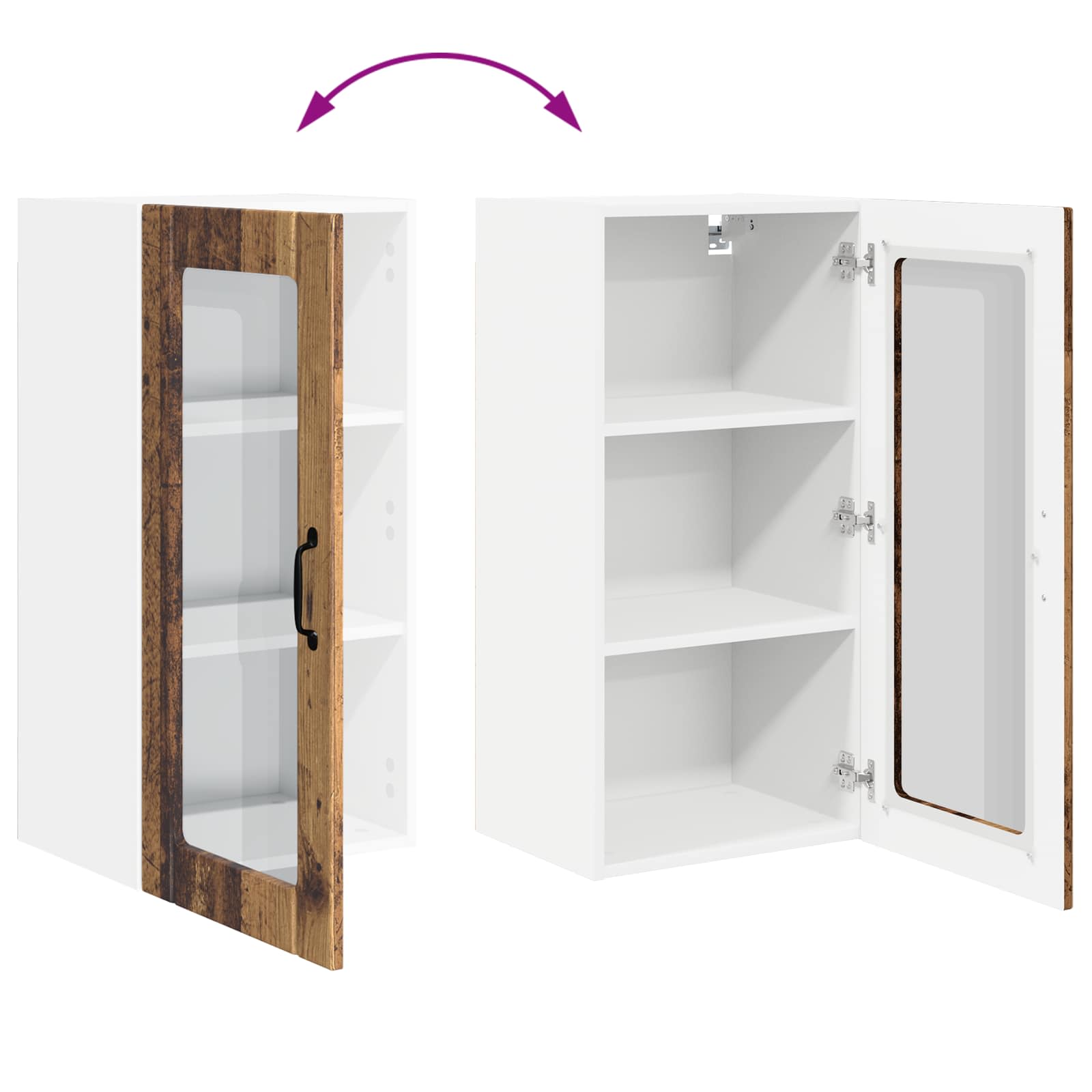 Zidni stakleni ormarić 2 pcs Staro drvo 40 x 31 x 80 cm
