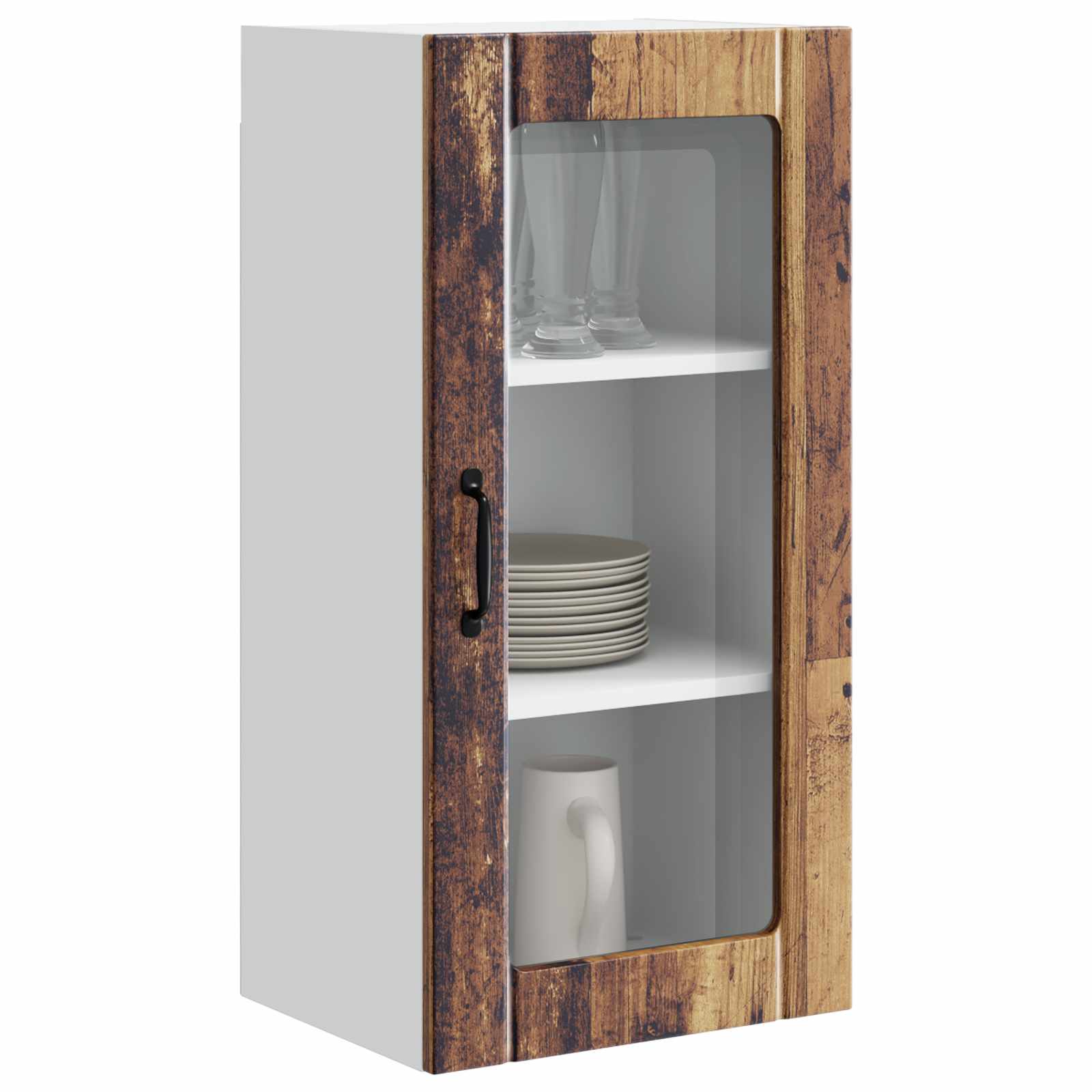 Zidni stakleni ormarić 2 pcs Staro drvo 40 x 31 x 80 cm