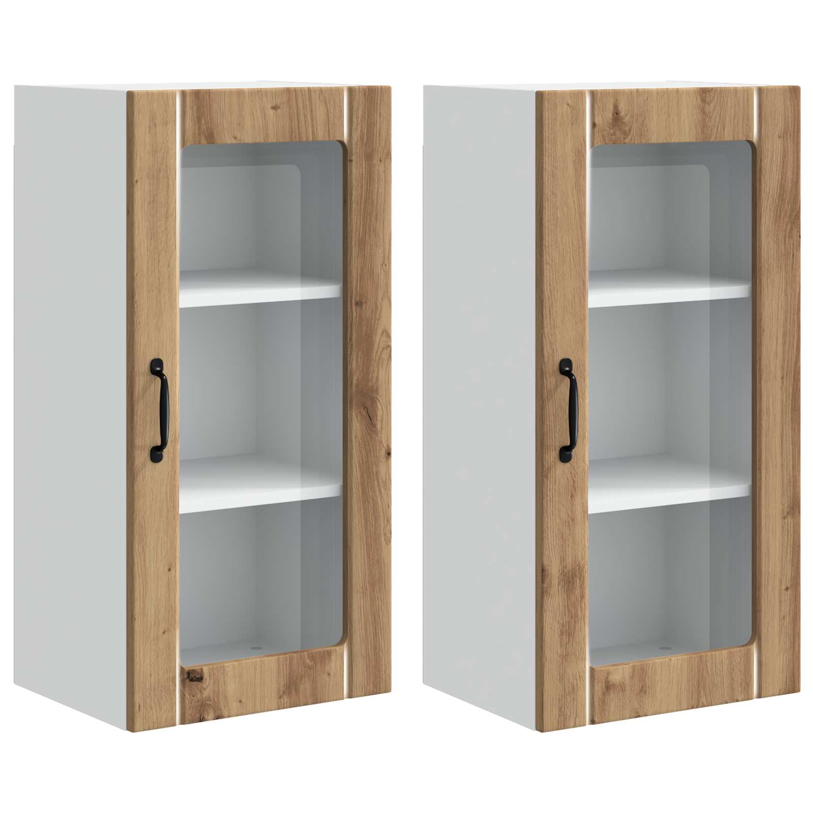 Zidni stakleni ormarić 2 pcs Umjetnički hrast 40 x 31 x 80 cm