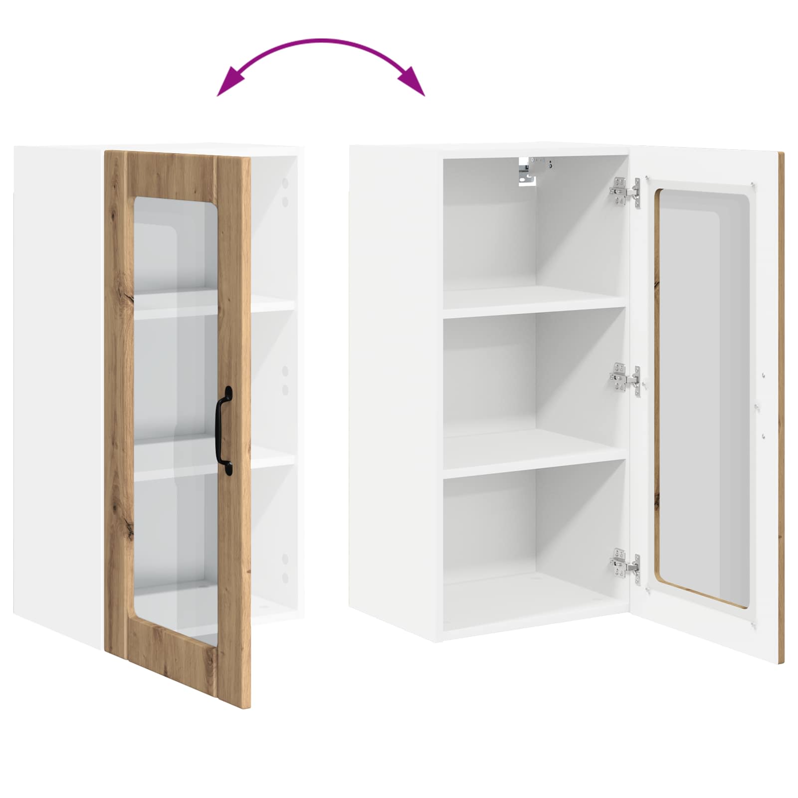 Zidni stakleni ormarić 2 pcs Umjetnički hrast 40 x 31 x 80 cm
