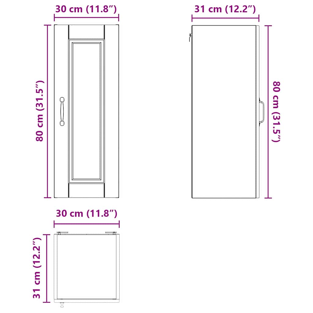 Ormar za Zid Sonoma hrast 30 x 31 x 80 cm Konstruirano drvo