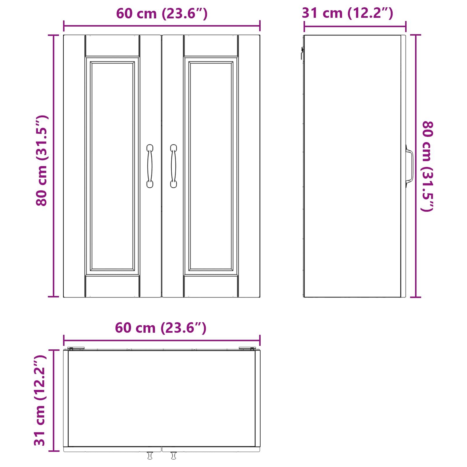 Ormar za Zid Siva Sonoma 60 x 31 x 80 cm Konstruirano drvo