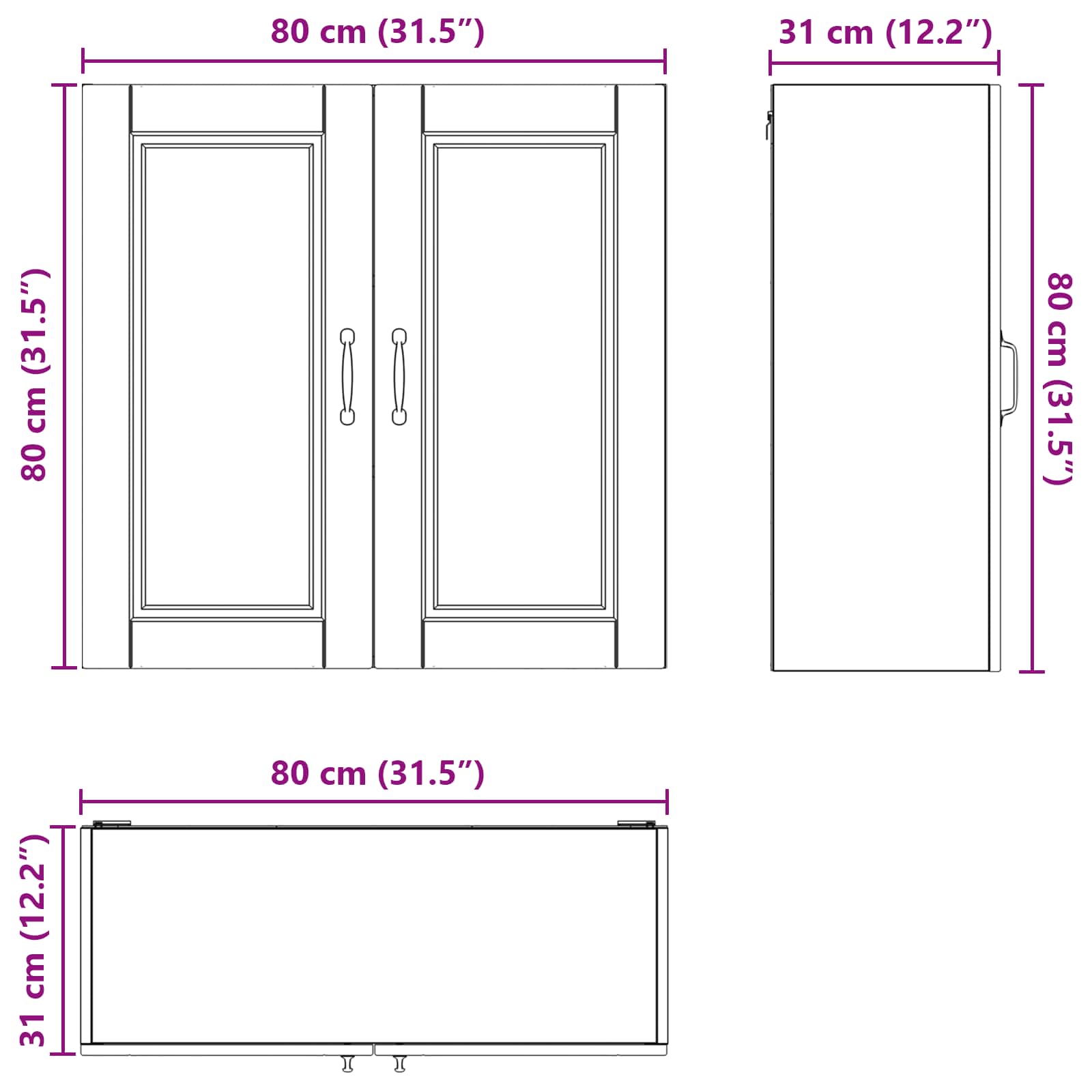 Ormar za Zid Bijelo 80 x 31 x 80 cm Konstruirano drvo