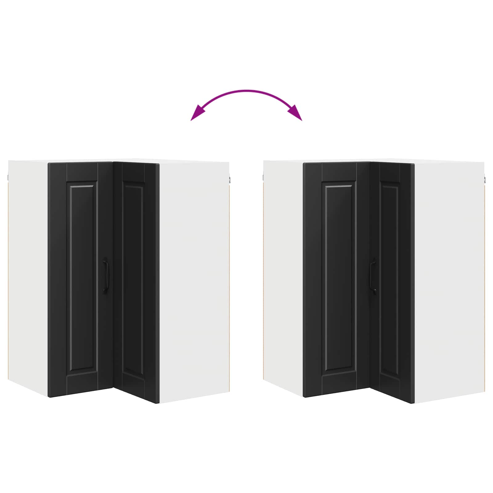 Zidni kutni ormar Crna 57 x 57 x 80 cm Konstruirano drvo
