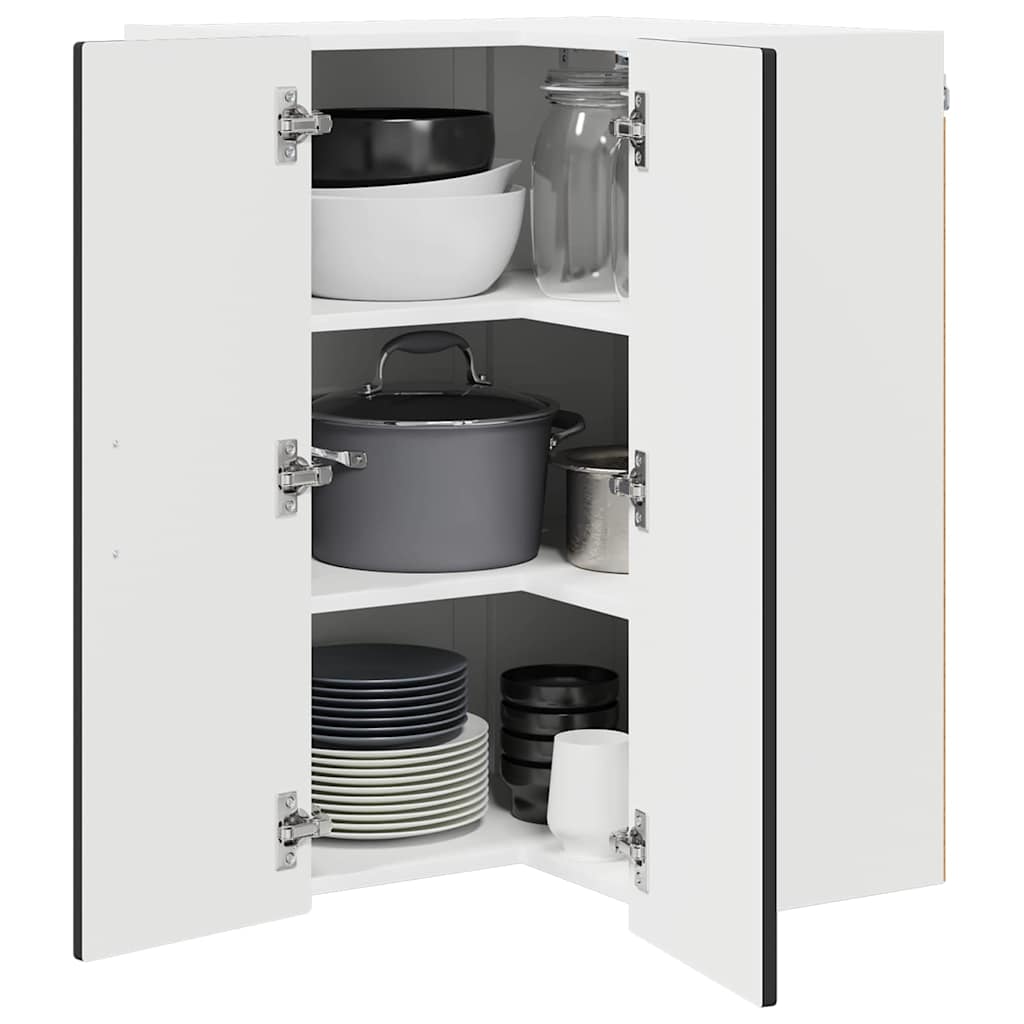 Zidni kutni ormar Crna 57 x 57 x 80 cm Konstruirano drvo