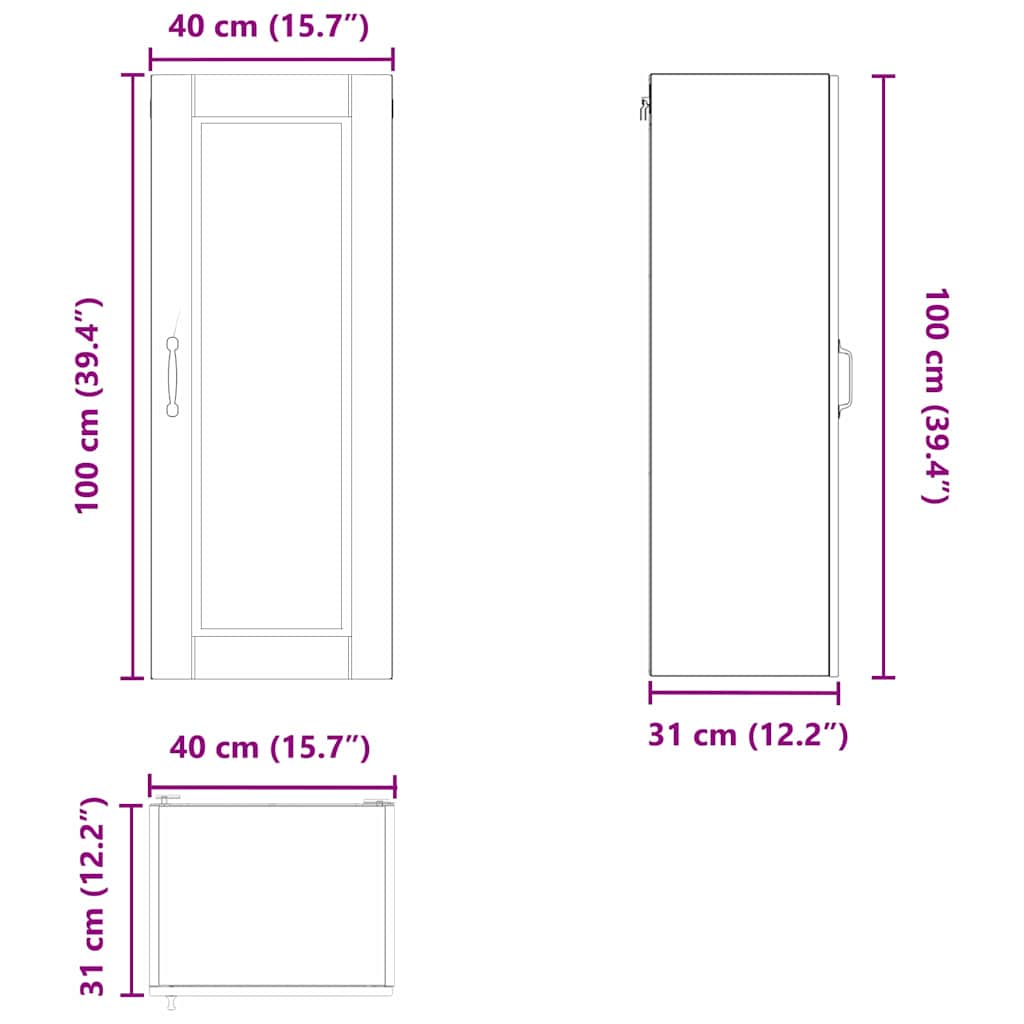 Ormar za Zid Bijelo 40 x 31 x 100 cm Konstruirano drvo