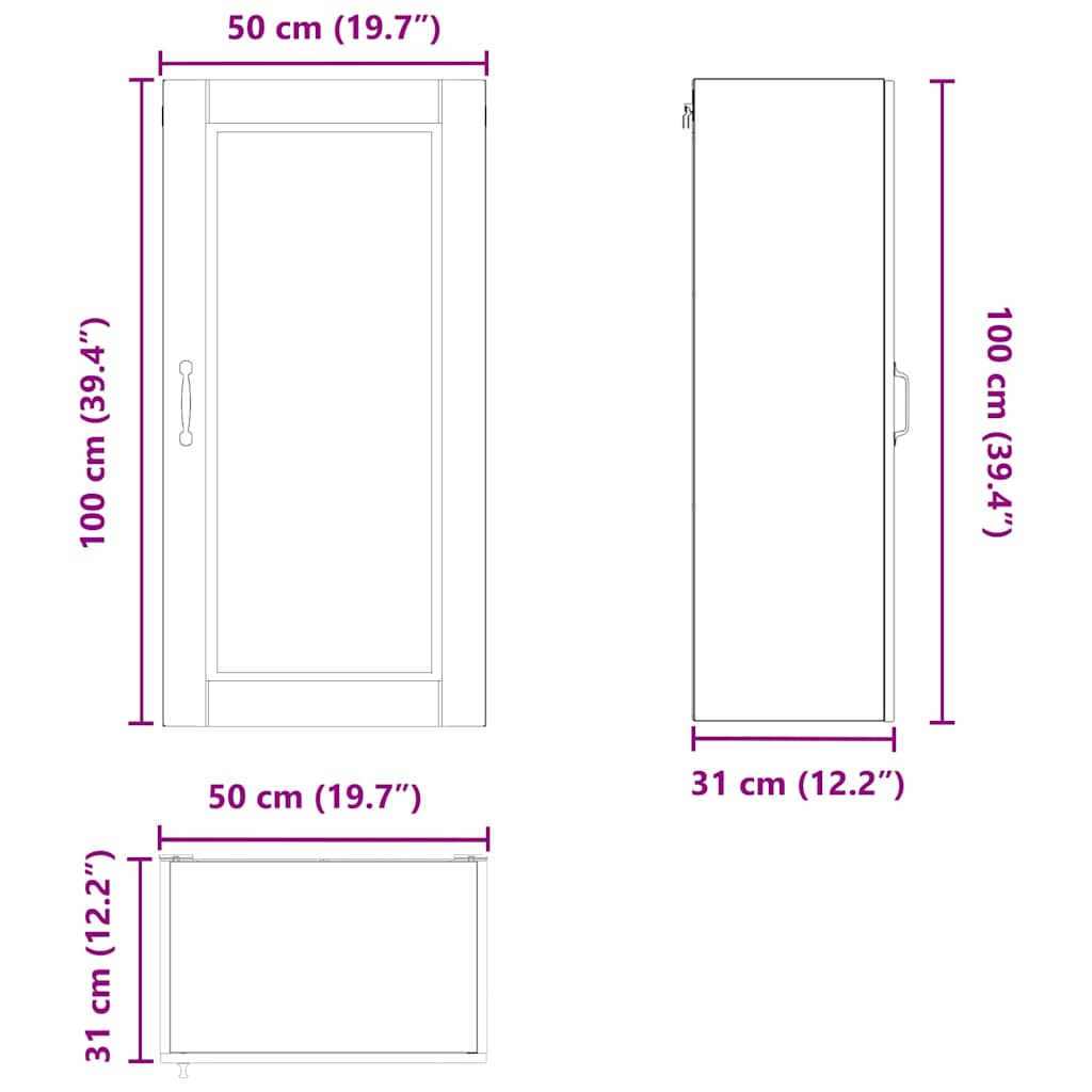 Ormar za Zid Dimljeni hrast 50 x 31 x 100 cm Konstruirano drvo