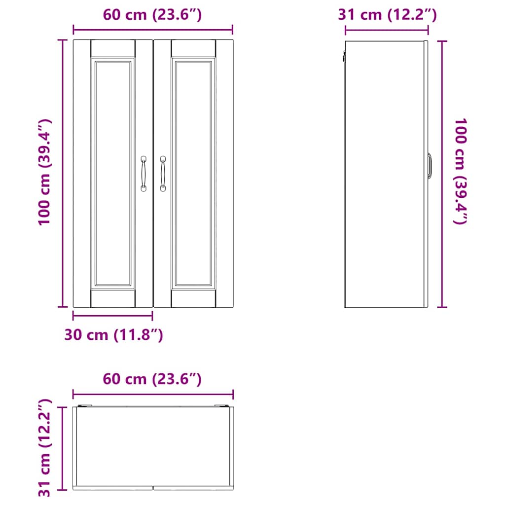 Ormar za Zid Smeđi hrast 60 x 31 x 100 cm Konstruirano drvo
