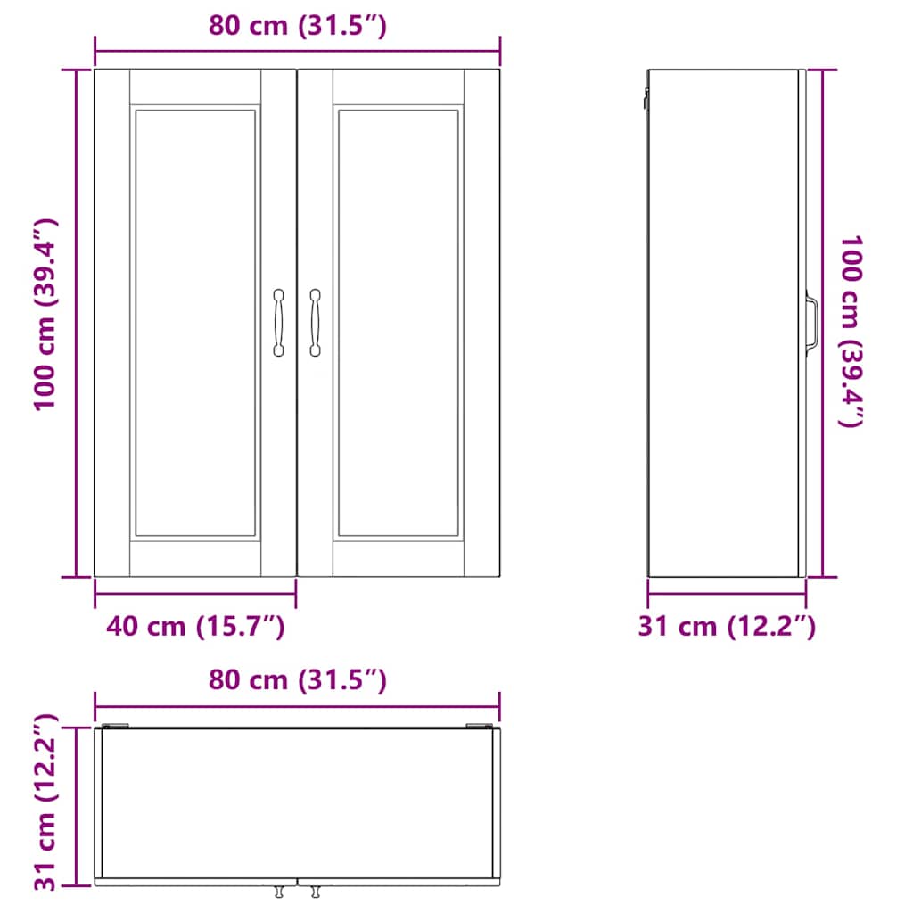 Ormar za Zid Dimljeni hrast 80 x 31 x 100 cm Konstruirano drvo
