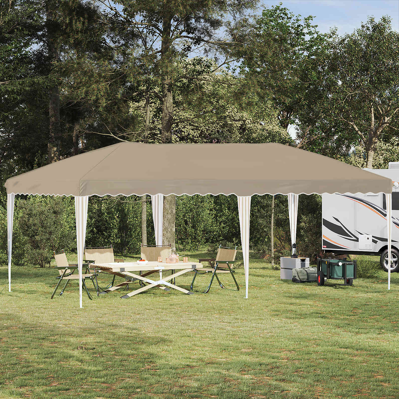 Rastezljivi šator za zabave 575 x 290 x 245 cm Krem
