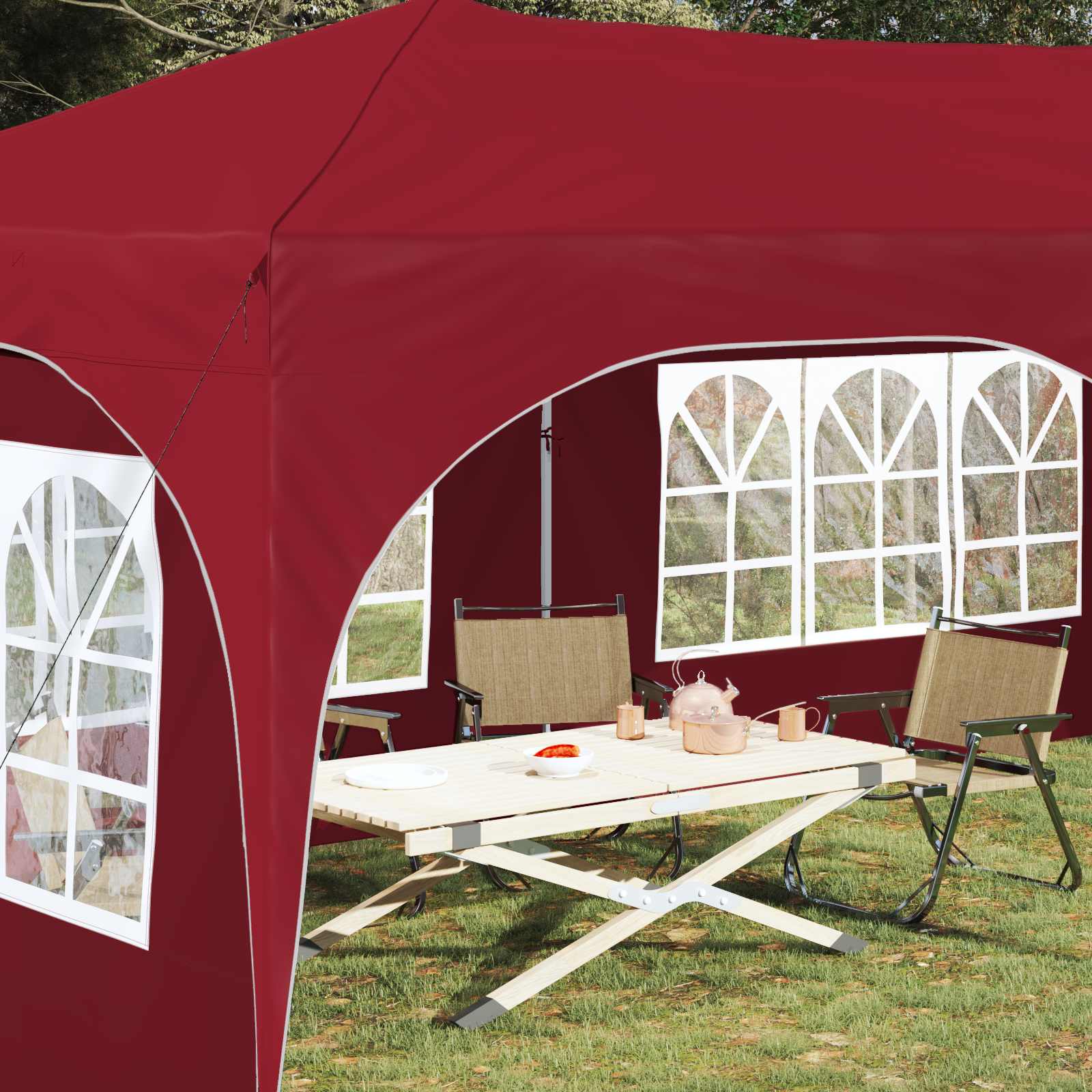 Rastezljivi šator za zabave 575 x 288 x 245 cm Tamno crvena