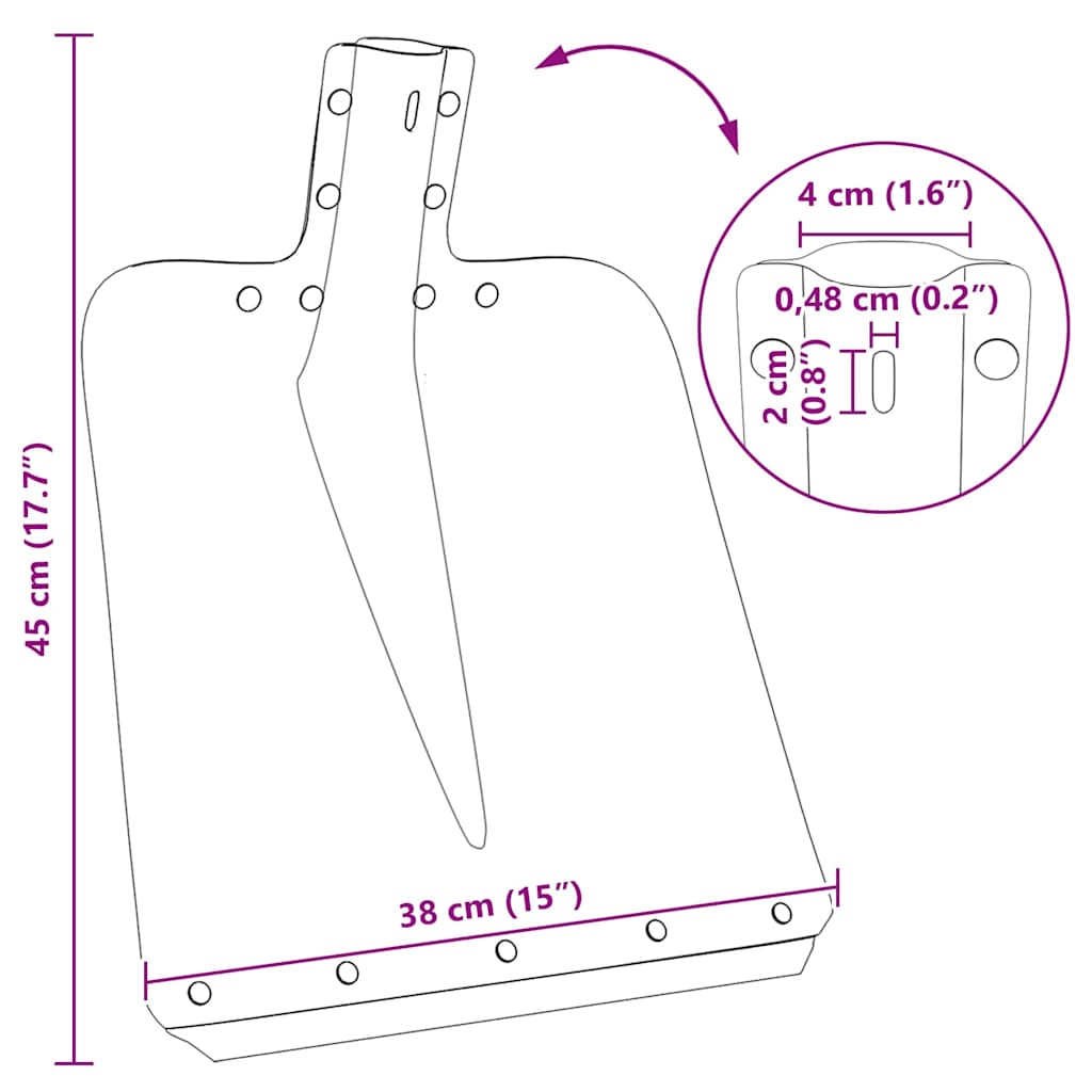 Glava lopate 4 pcs Srebrno 45 x 38 cm Aluminij