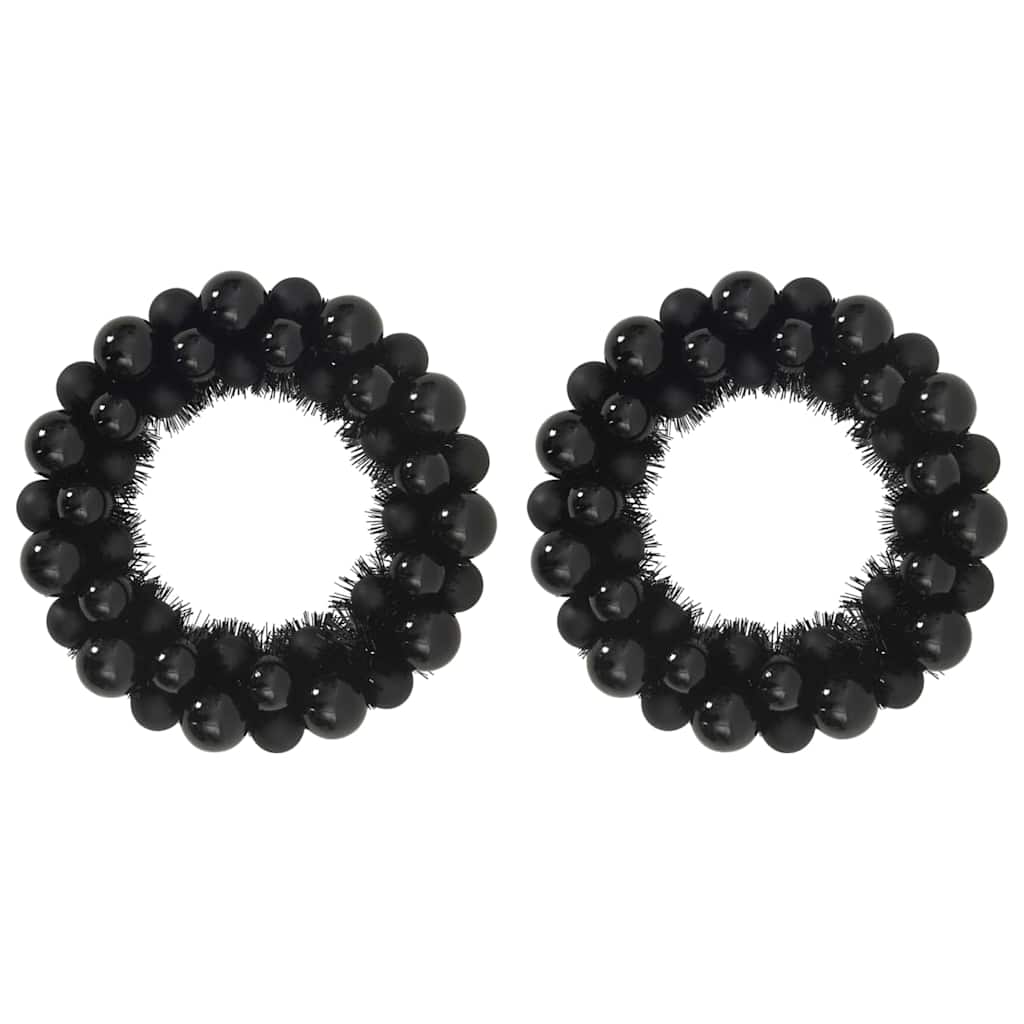 Vijenci s božićnim kuglicama 2 pcs Crna 33 x 33 x 7 cm
