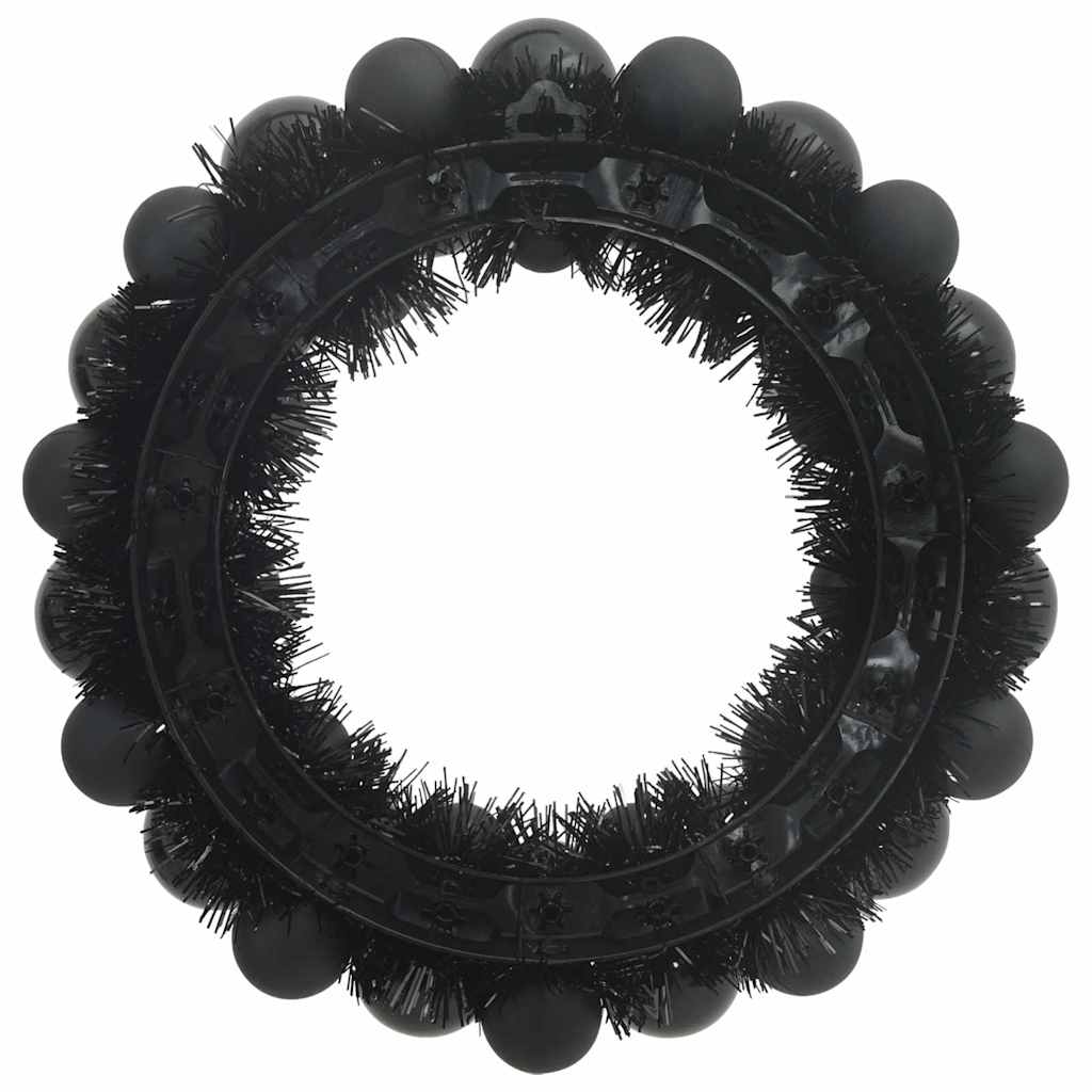 Vijenci s božićnim kuglicama 2 pcs Crna 33 x 33 x 7 cm