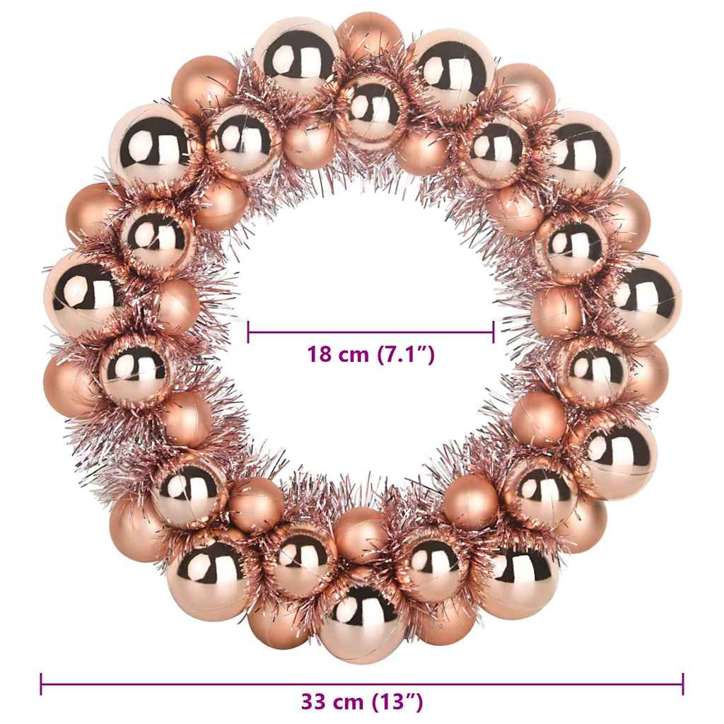 Vijenci s božićnim kuglicama 2 pcs Ružičasto zlatni