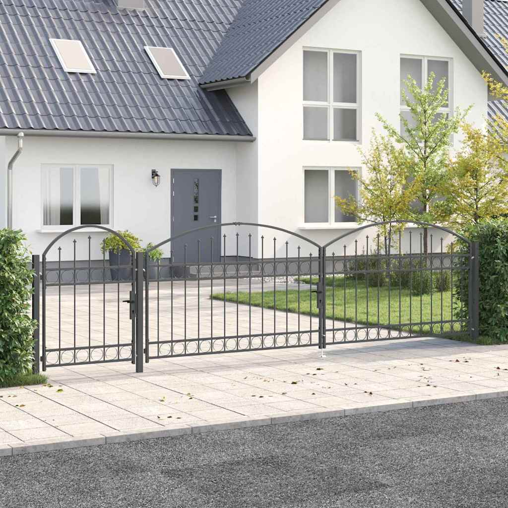 Vrata Ograde za Vrt s Arhivnim Vrh Assen Siva 500 x 75 cm Čelik