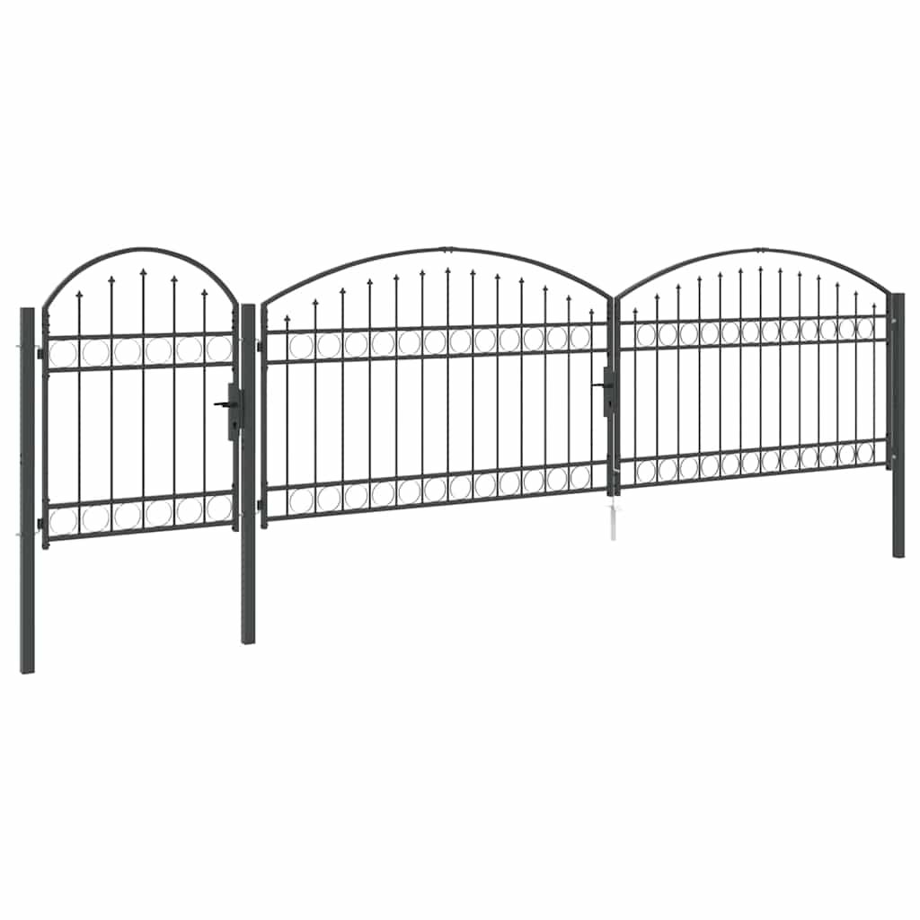 Vrata Ograde za Vrt s Arhivnim Vrh Assen Siva 500 x 75 cm Čelik