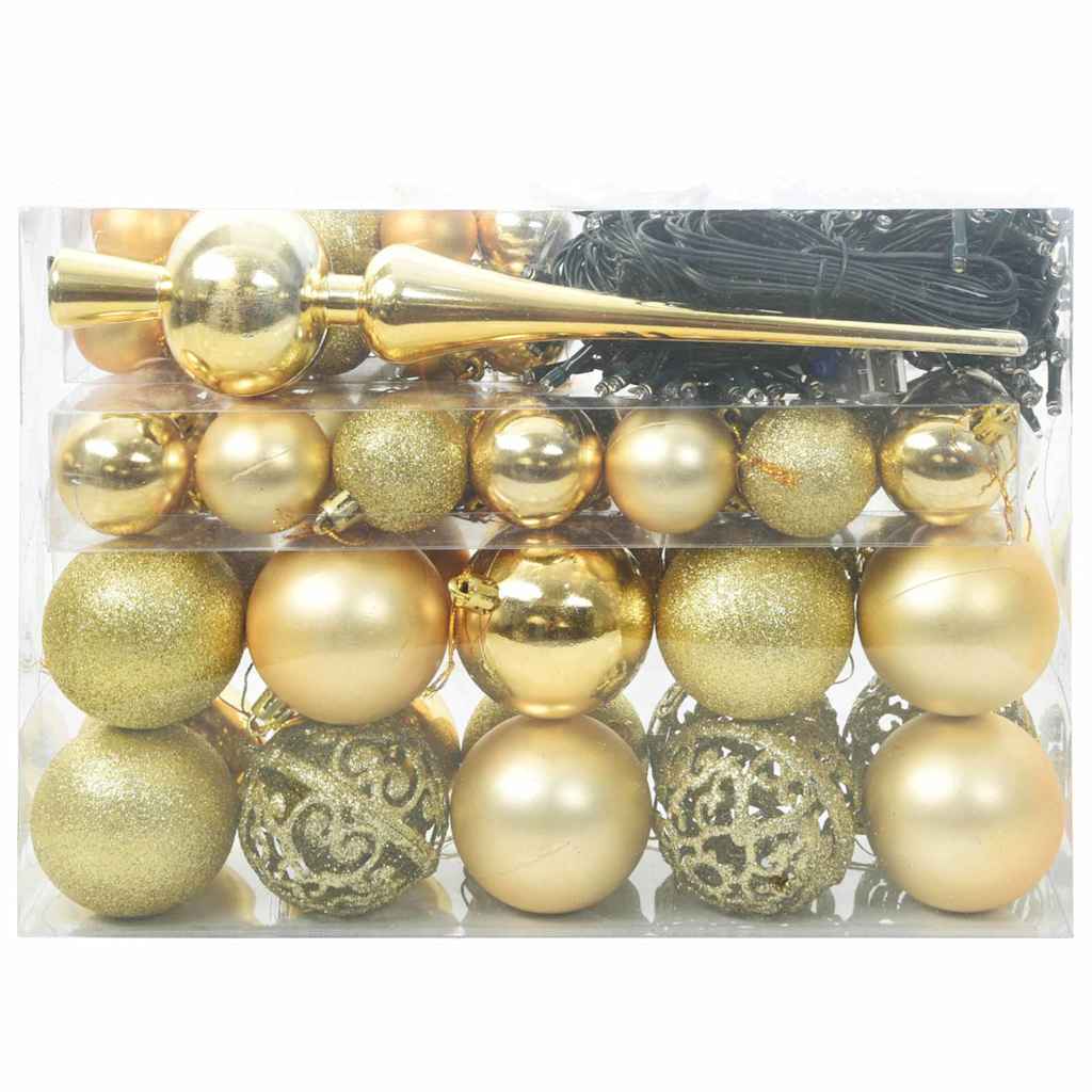 Set Božićnih Ukrasnih Kuglica 61 pcs Zlatno Plastika